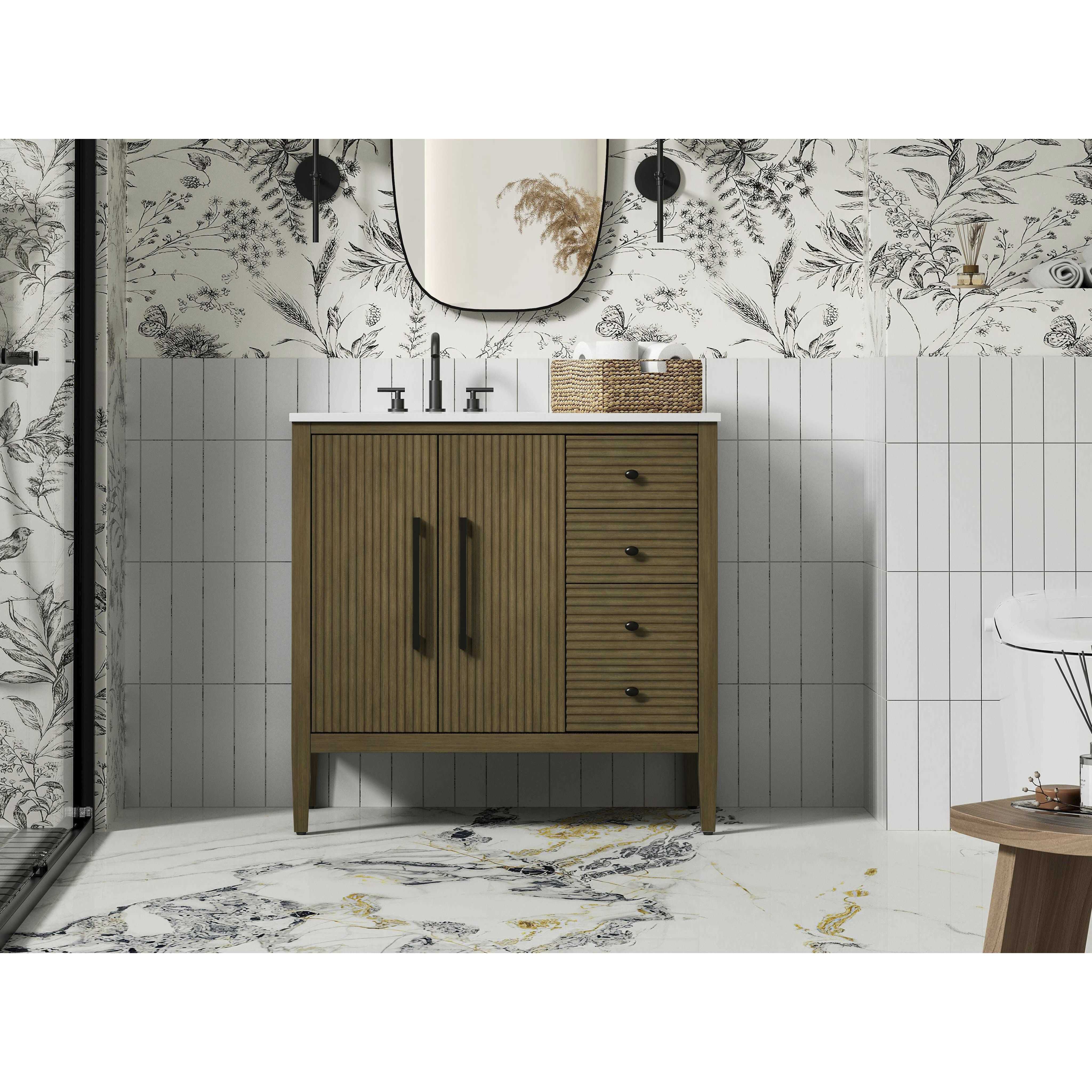 Blakely 36 X 34 inch Hazel Oak Bathroom Vanity Cabinet