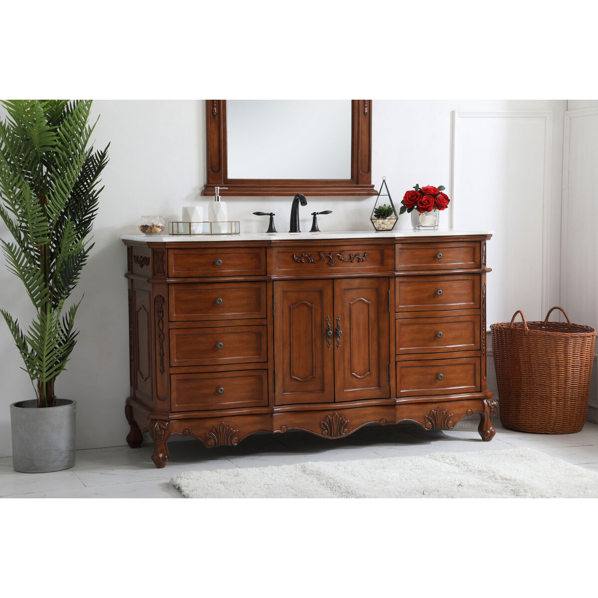 Danville 60 X 21 X 36 inch Teak Vanity Sink Set