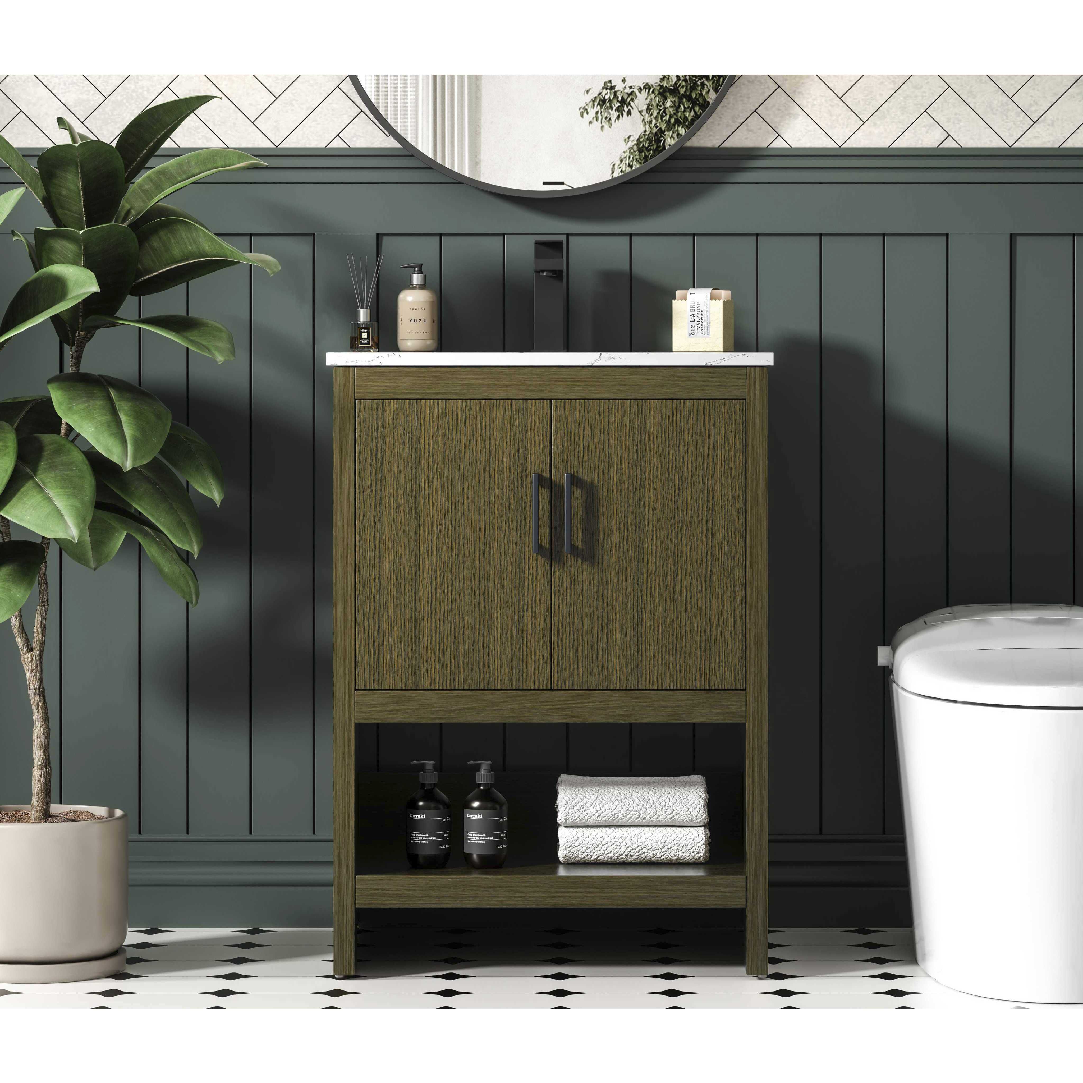 Ira 24 X 34 inch Chestnut Brown Bathroom Vanity Cabinet