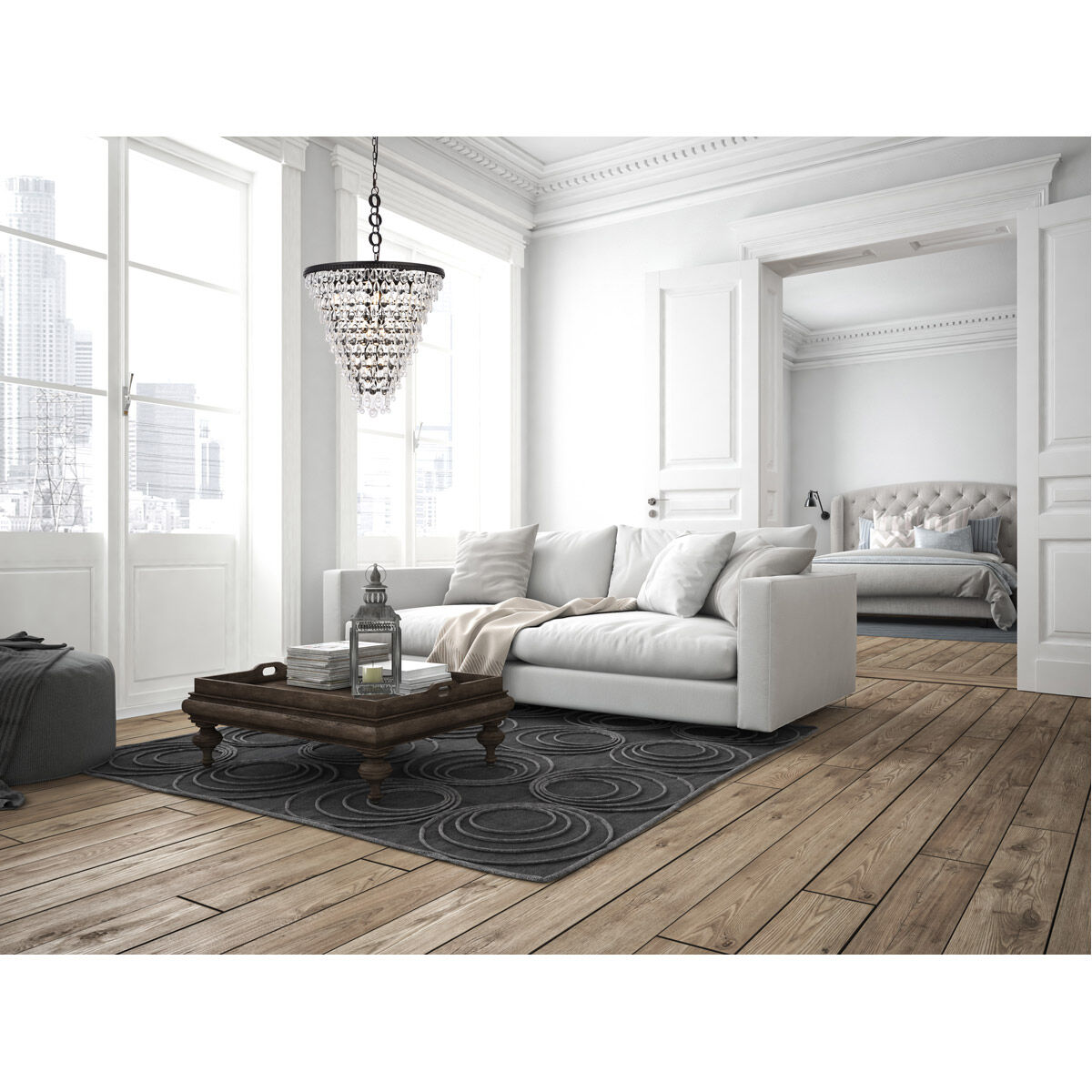 Nordic 7 Light 24 inch Black Chandelier Ceiling Light