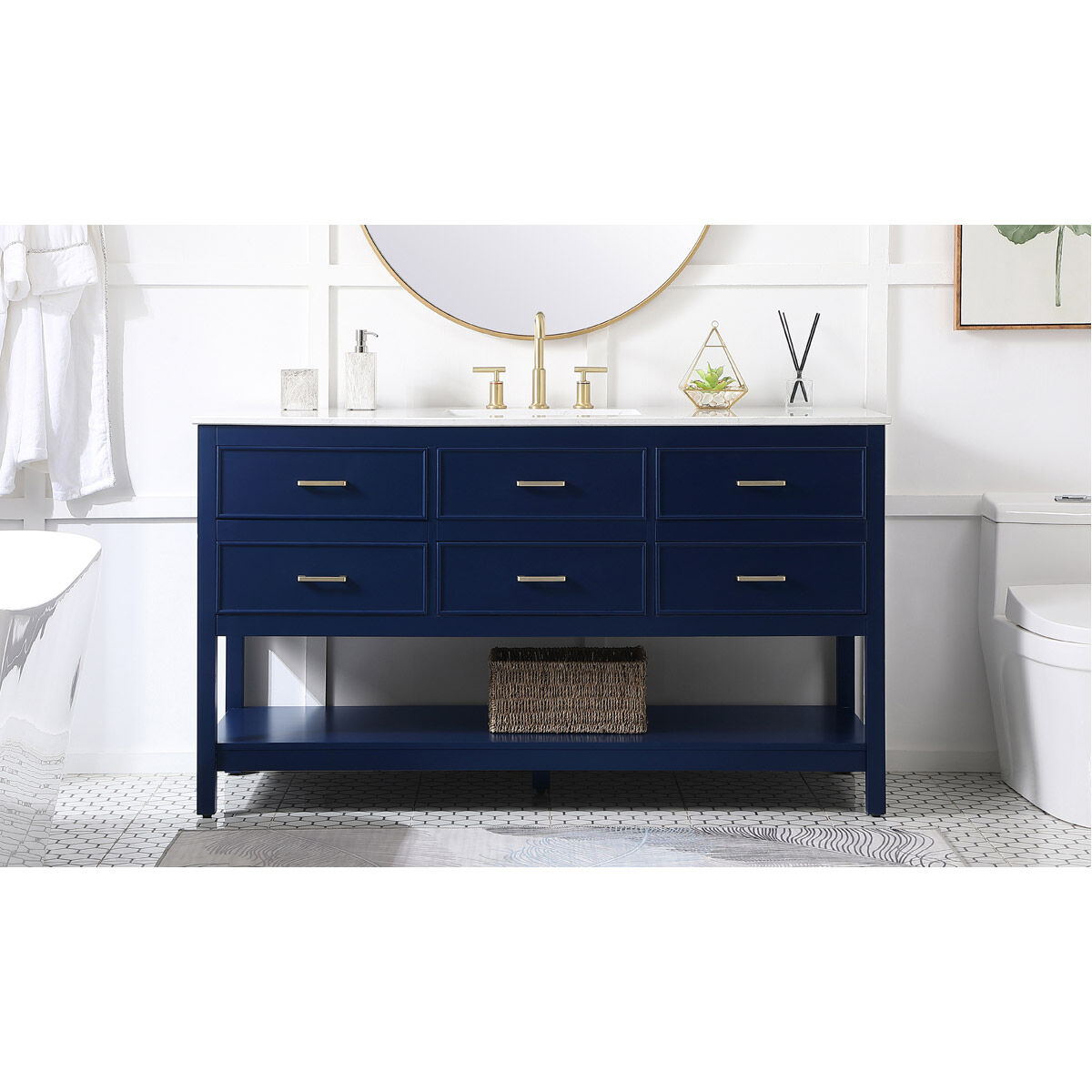 Sinclaire 60 X 22 X 34 inch Blue Vanity Sink Set