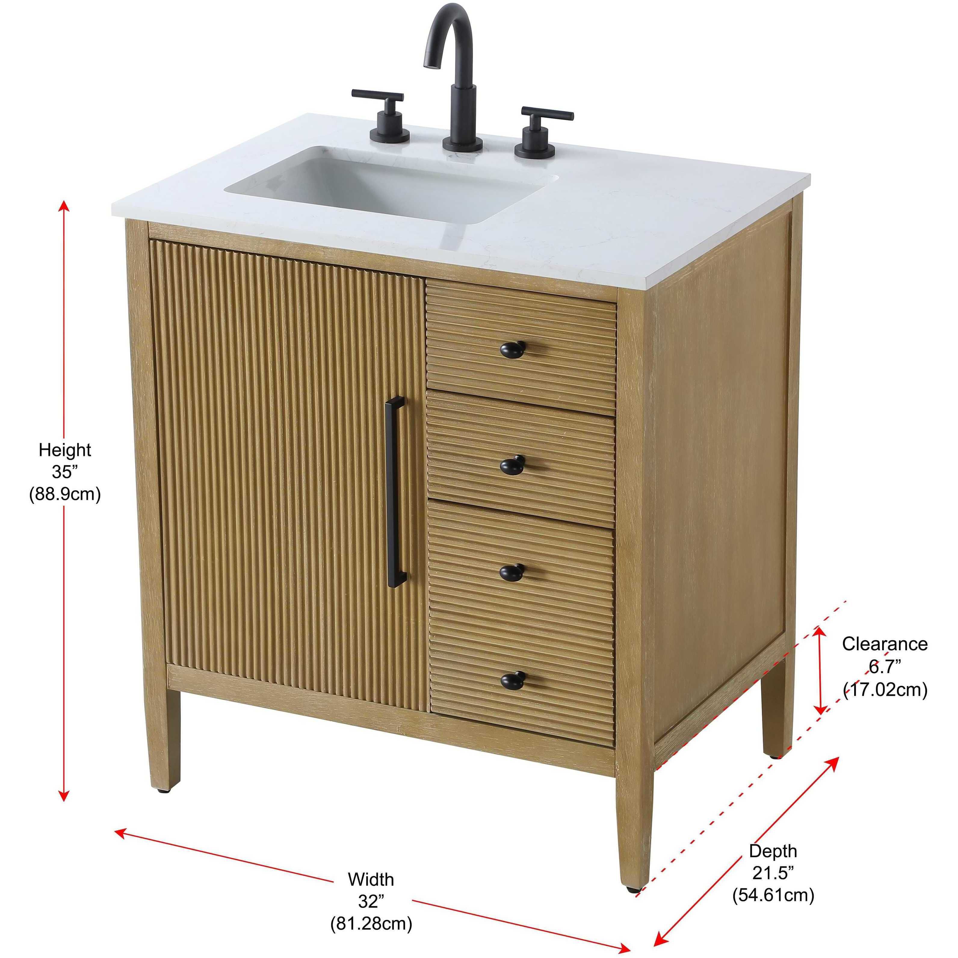 Blakely 32 X 34 inch Linen Oak Bathroom Vanity Cabinet