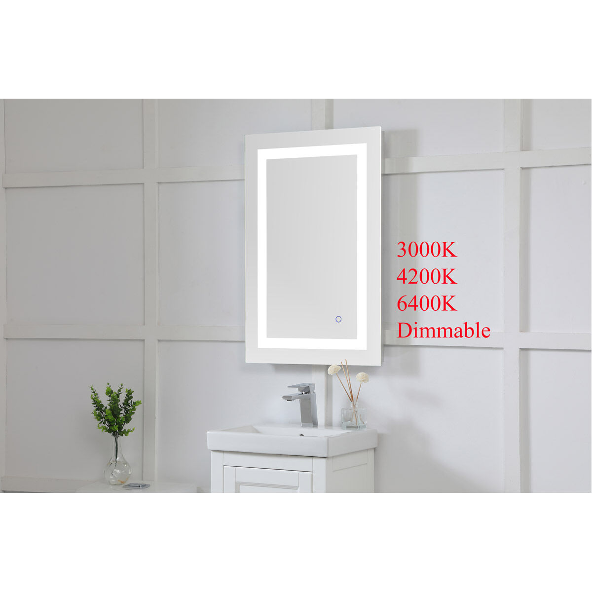 Helios 30 X 20 inch Silver Lighted Wall Mirror