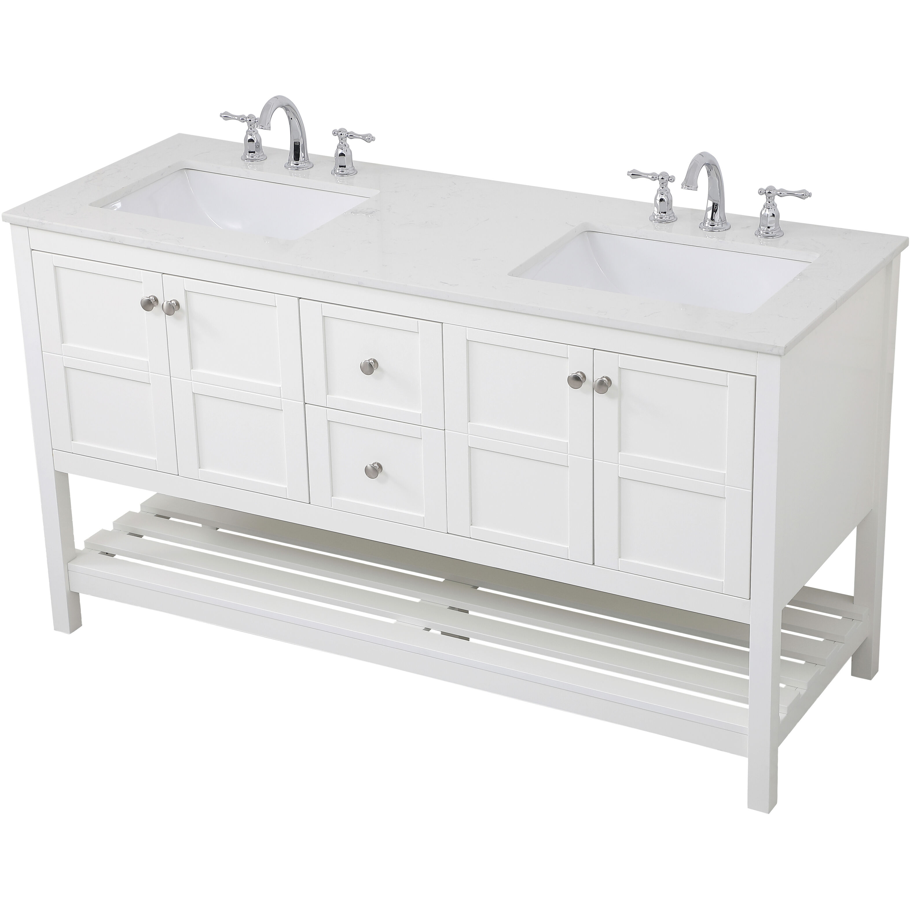 Theo 60 X 22 X 34 inch White Vanity Sink Set