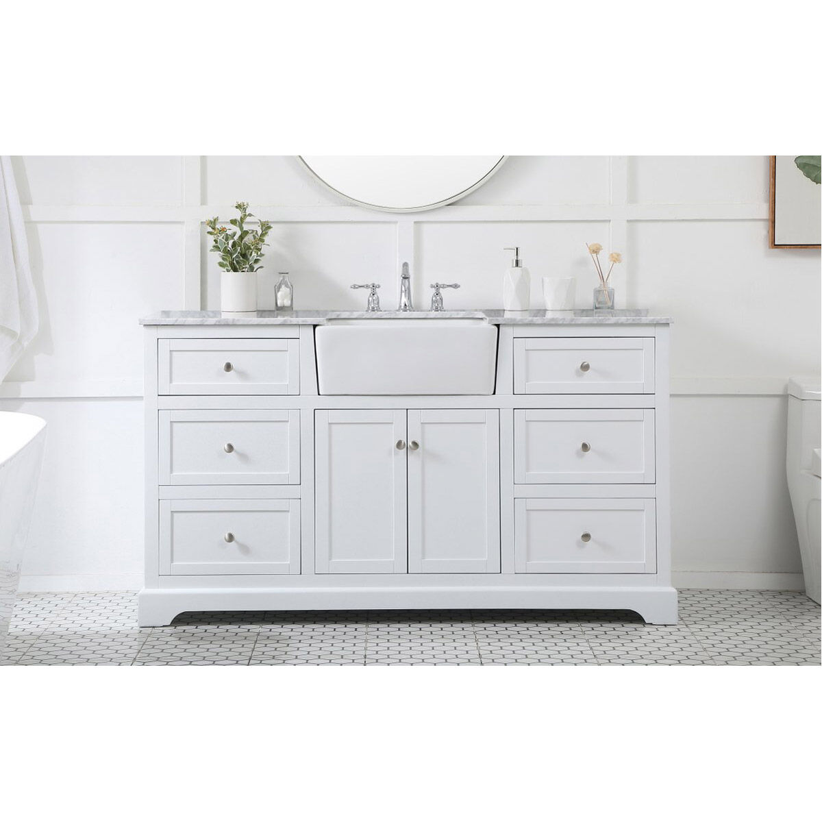 Franklin 60 X 22 X 35 inch White Bathroom Vanity Cabinet
