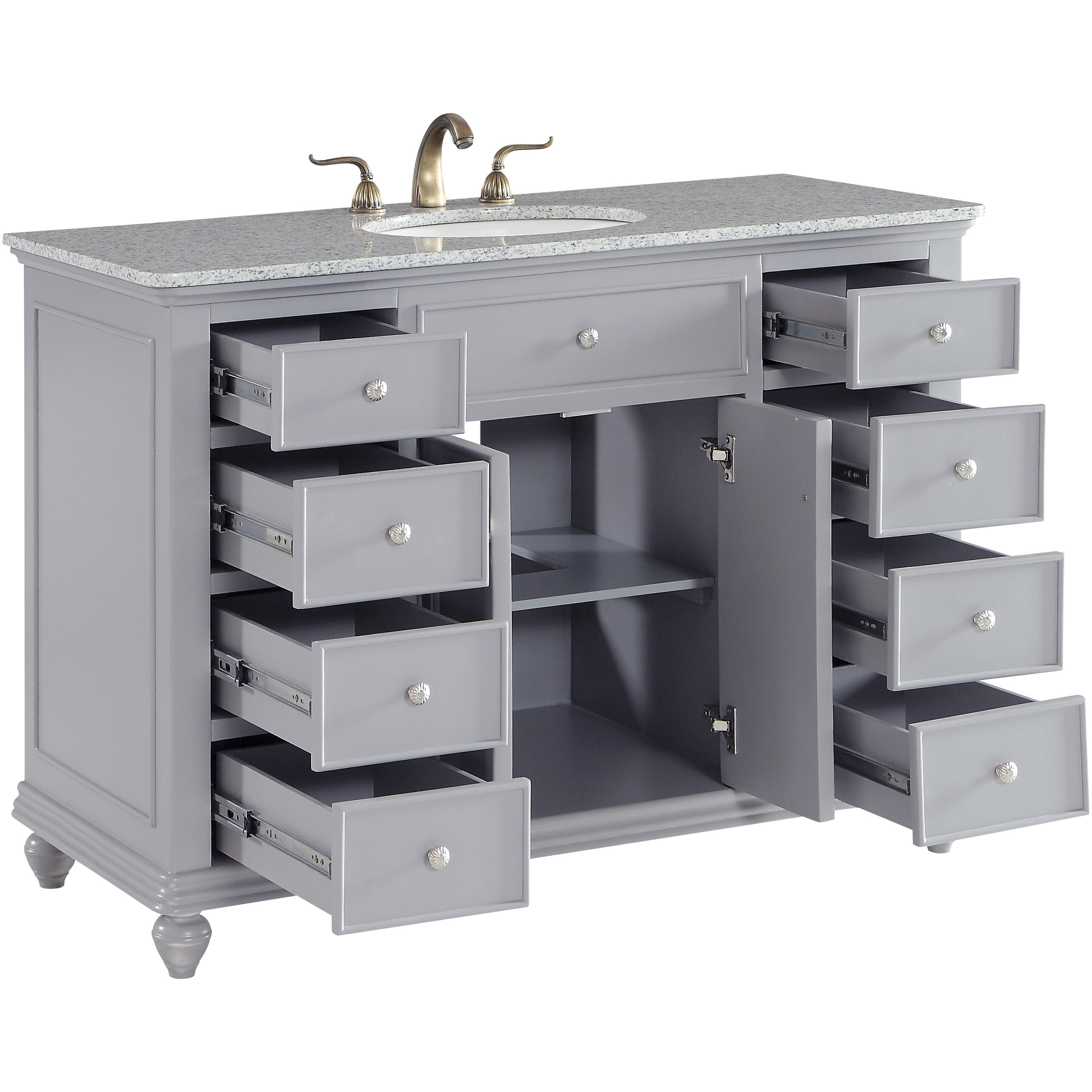 Otto 48 X 35 inch Light Grey with Cashmere White Granite Vanity Set