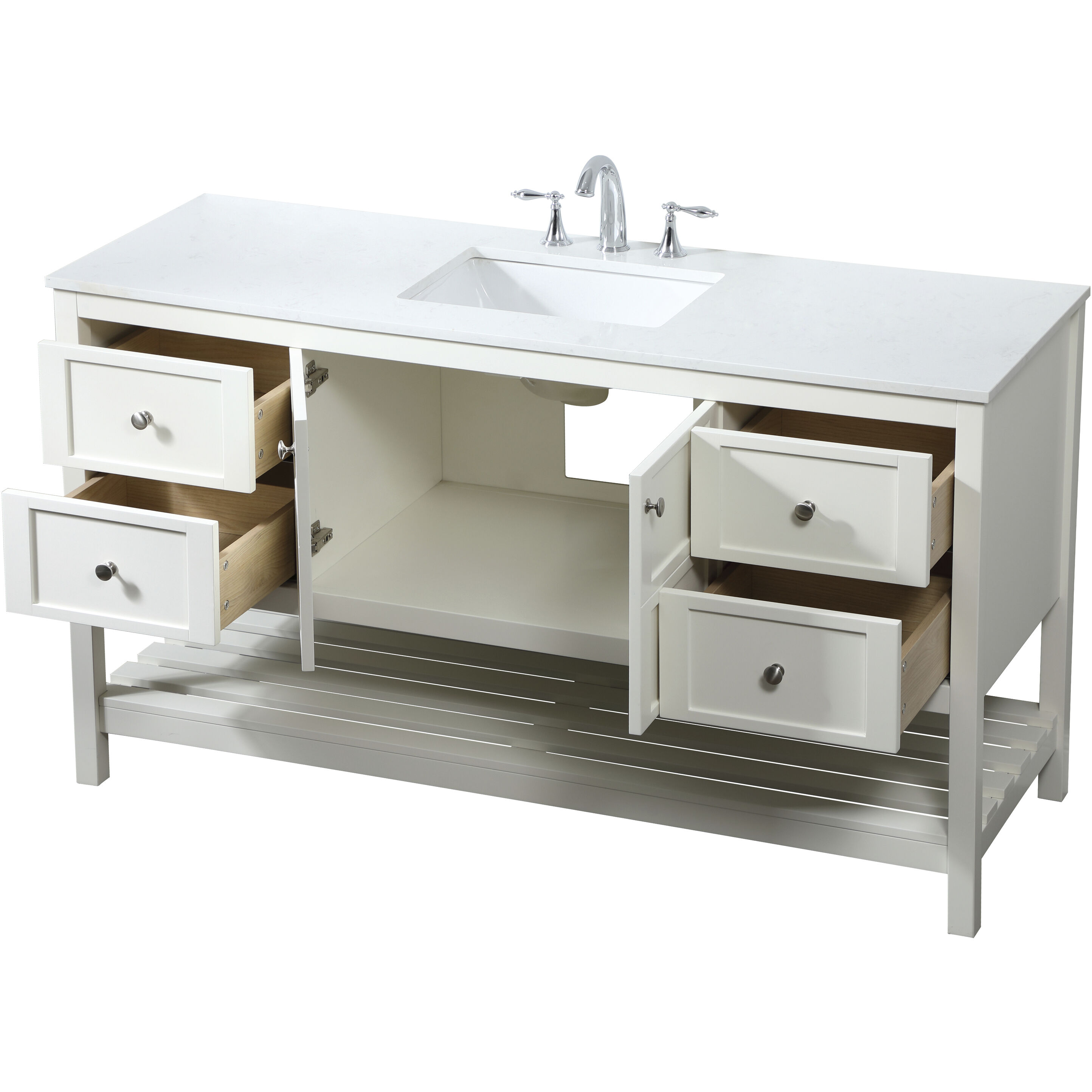 Theo 60 X 22 X 34 inch White Vanity Sink Set