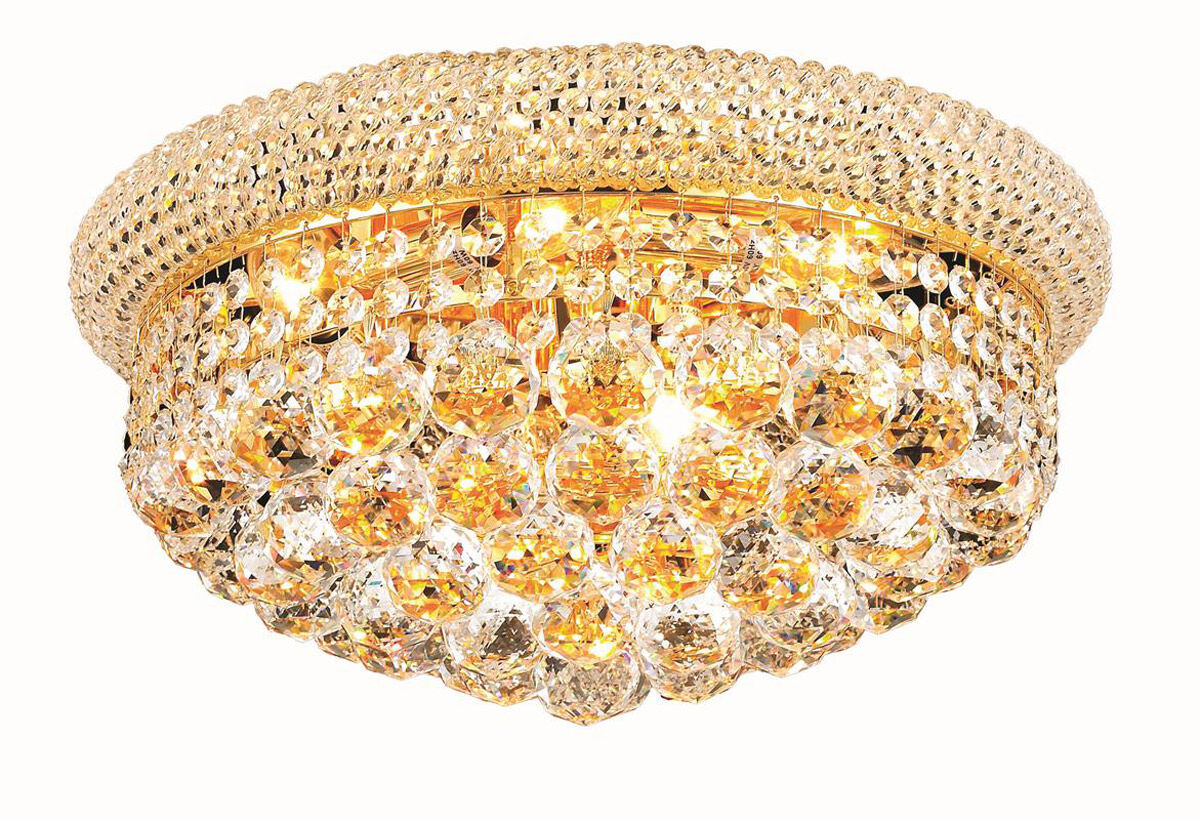 Primo 8 Light 16 inch Gold Flush Mount Ceiling Light in Royal Cut