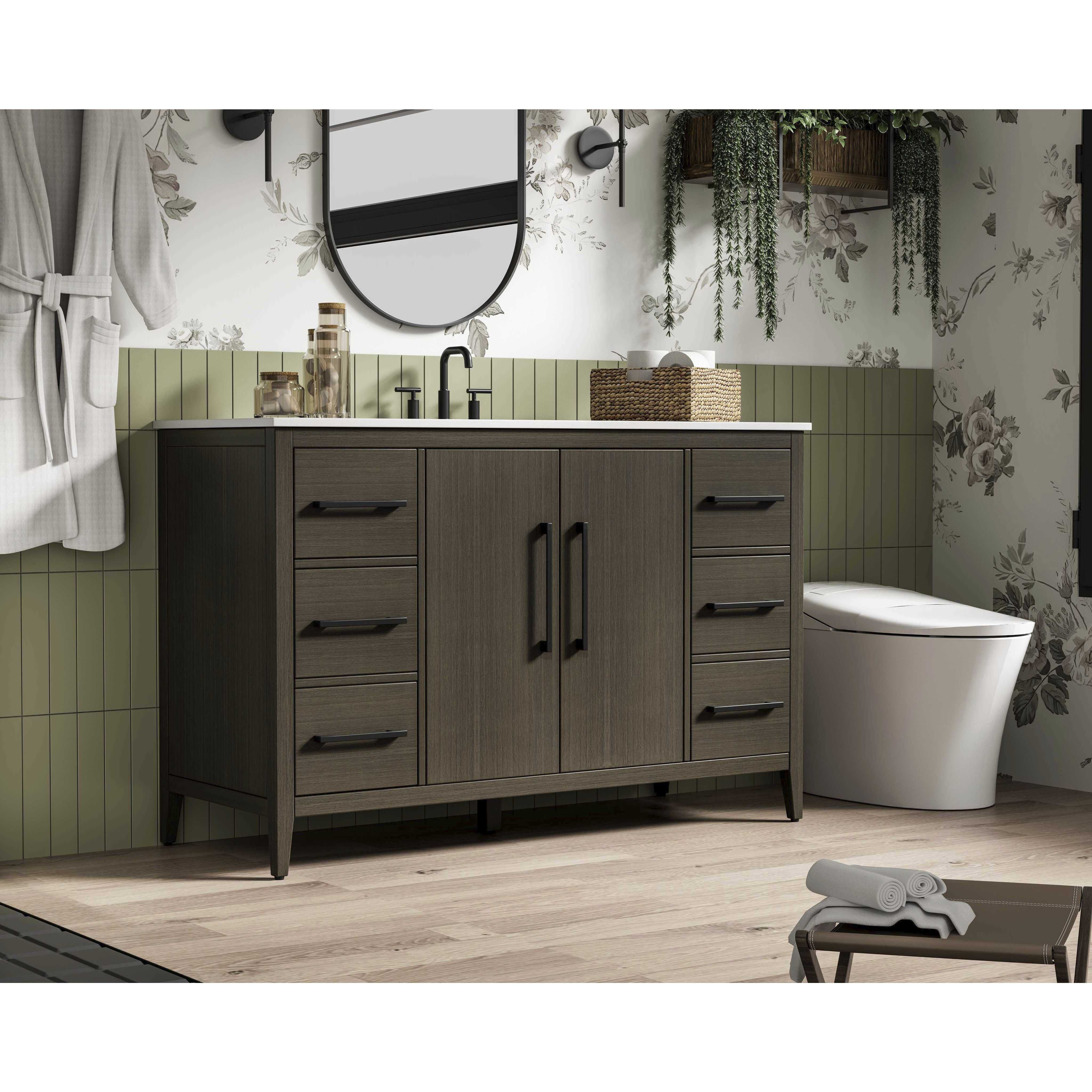 Millie 54 X 35 inch Mocha Brown Bathroom Vanity Cabinet