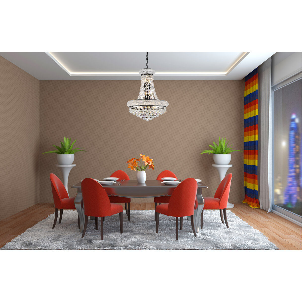 Primo 14 Light 20 inch Black and Clear Chandelier Ceiling Light