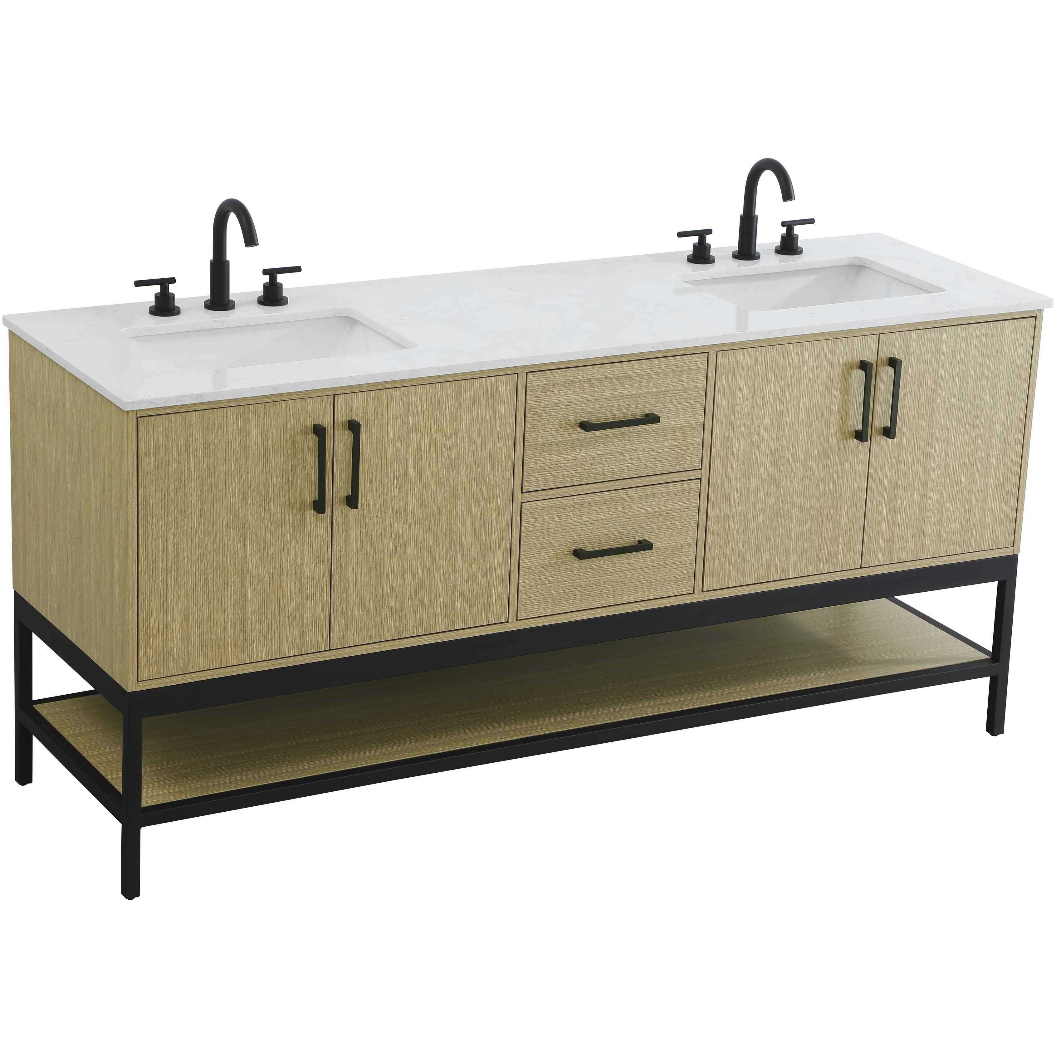 Lennox 72 X 34 inch Honey Brown Bathroom Vanity Cabinet