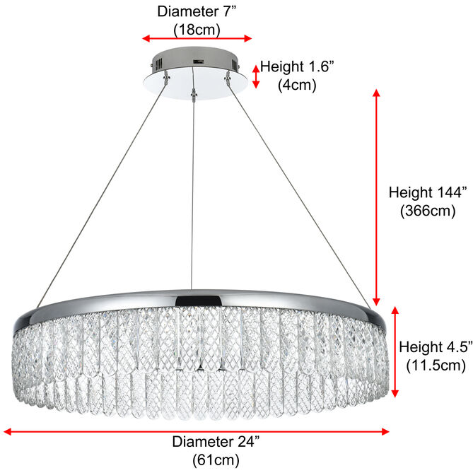 Rune 1 Light 24 inch Chrome Chandelier Ceiling Light