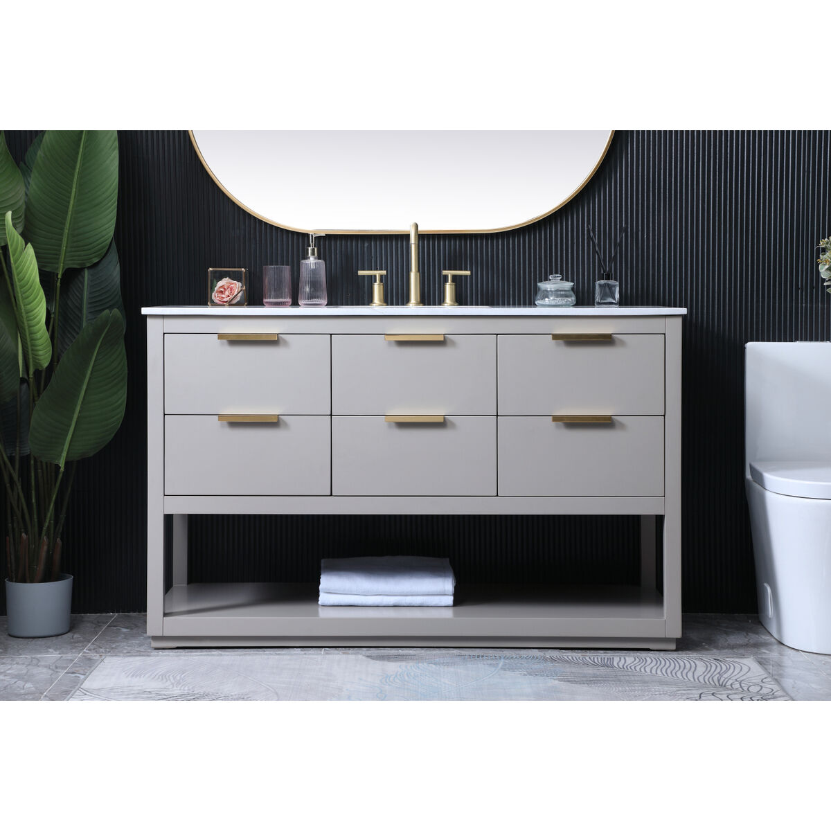 Larkin 54 X 22 X 34 inch Grey Vanity Sink Set