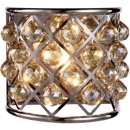 Madison 1 Light 12 inch Polished Nickel Wall Sconce Wall Light in Golden Teak, Faceted Royal Cut, Urban Classic