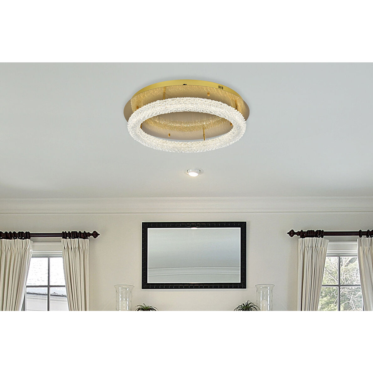 Bowen 1 Light 26 inch Satin Gold Flush Mount Ceiling Light