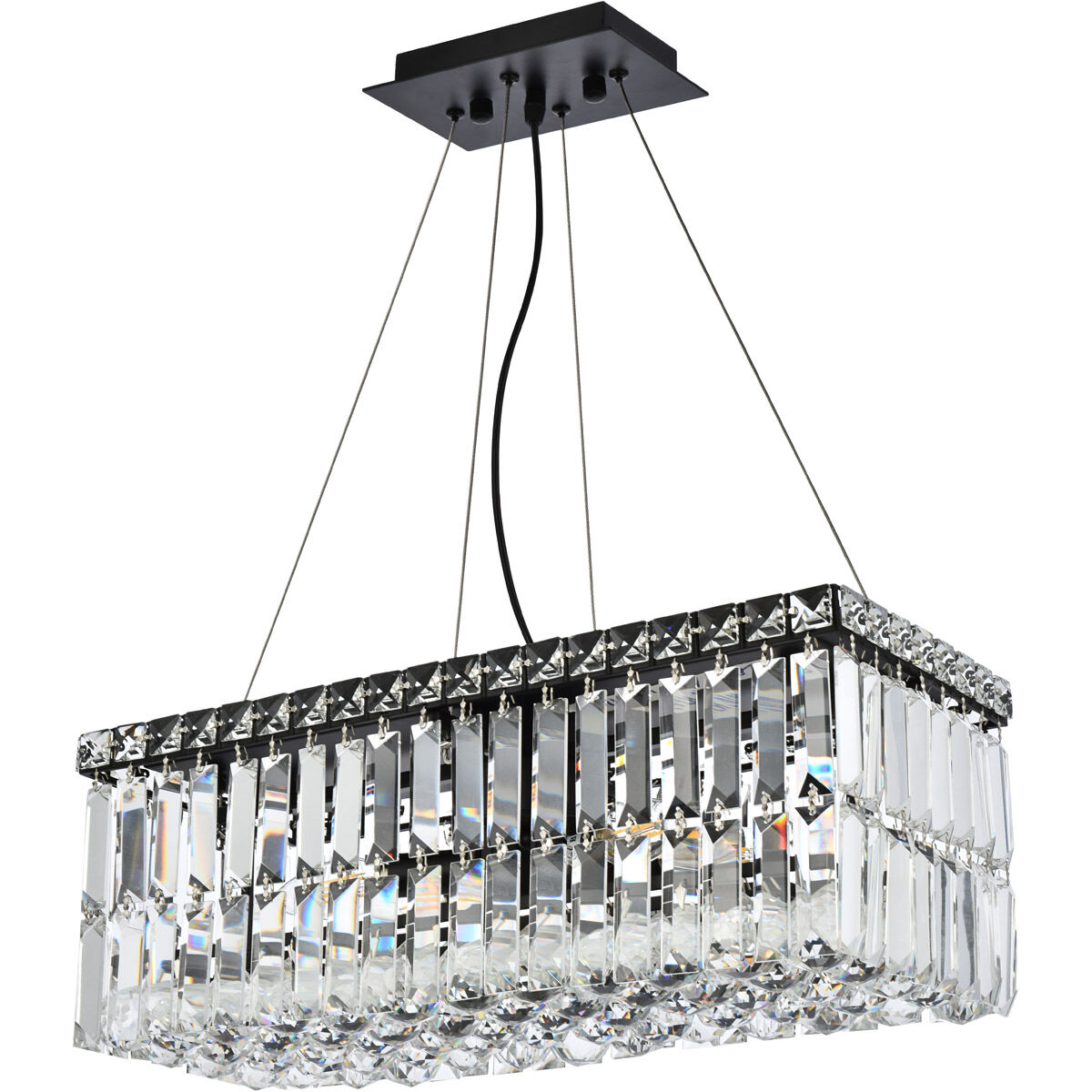 Maxime 4 Light 20 inch Black and Clear Linear Chandelier Ceiling Light in Royal Cut