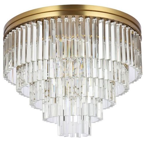 Sydney 17 Light 32 inch Satin Gold Flush Mount Ceiling Light in Clear