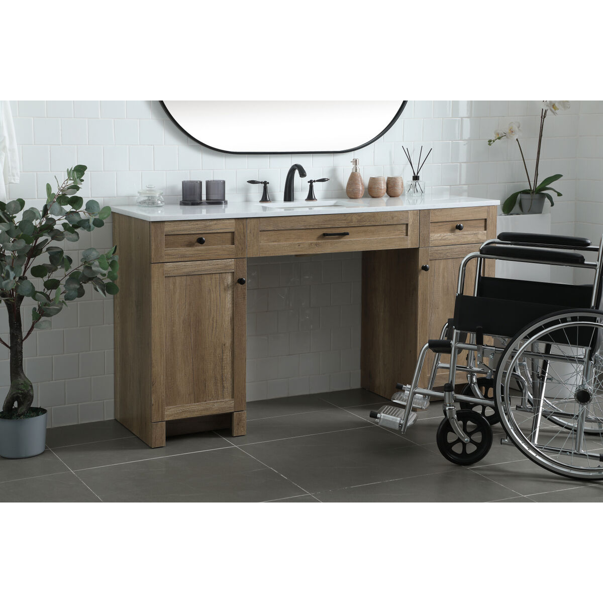 Cooper 60 X 19 X 34 inch Natural Oak Vanity Sink Set
