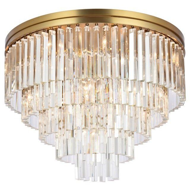 Sydney 17 Light 32 inch Satin Gold Flush Mount Ceiling Light in Clear