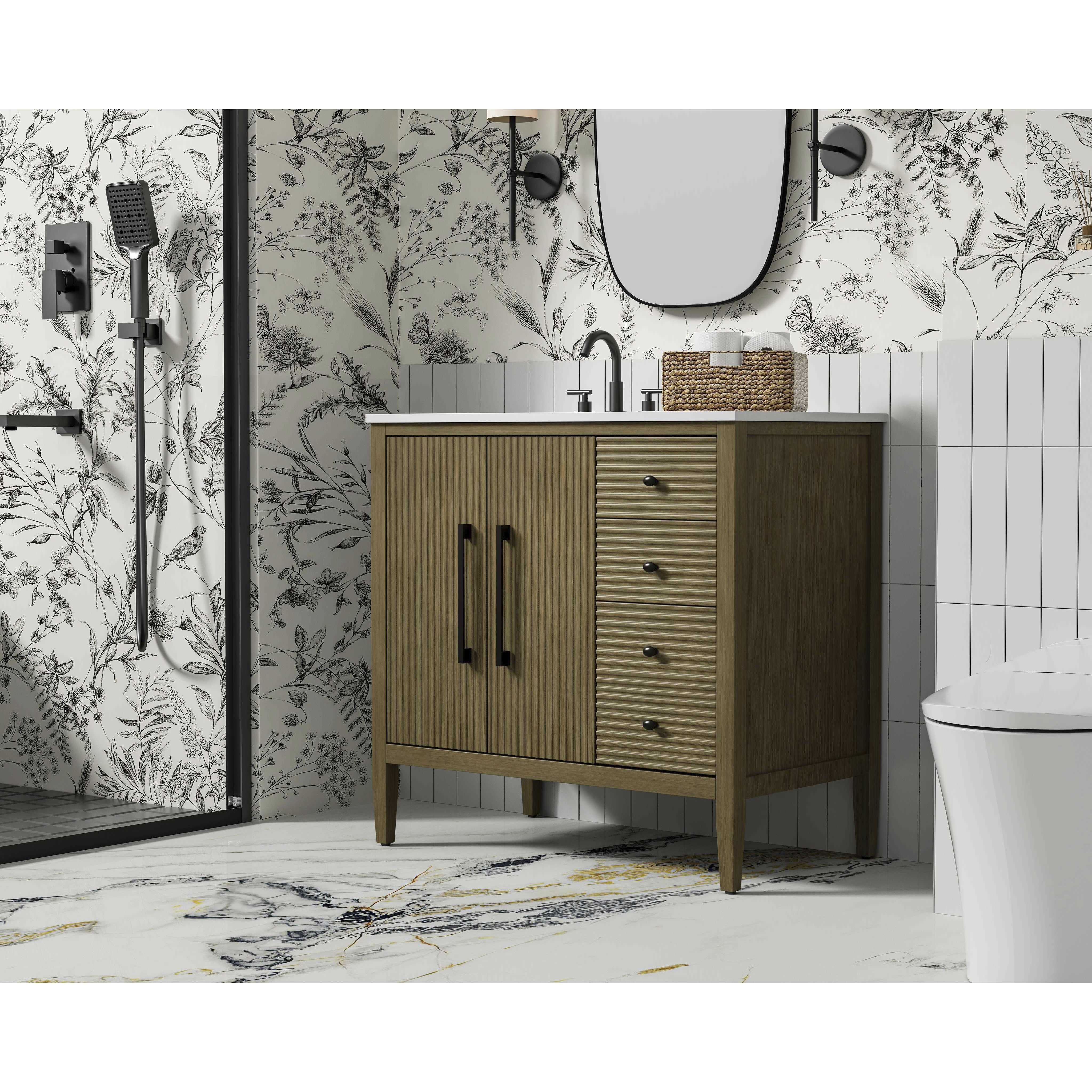 Blakely 36 X 34 inch Hazel Oak Bathroom Vanity Cabinet