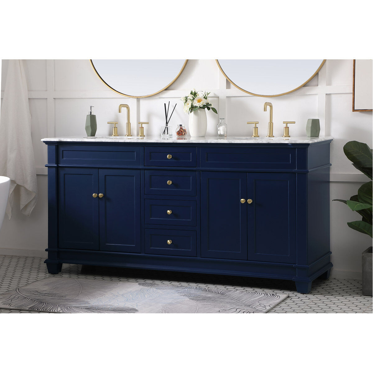 Wesley 72 X 22 X 35 inch Blue Vanity Sink Set