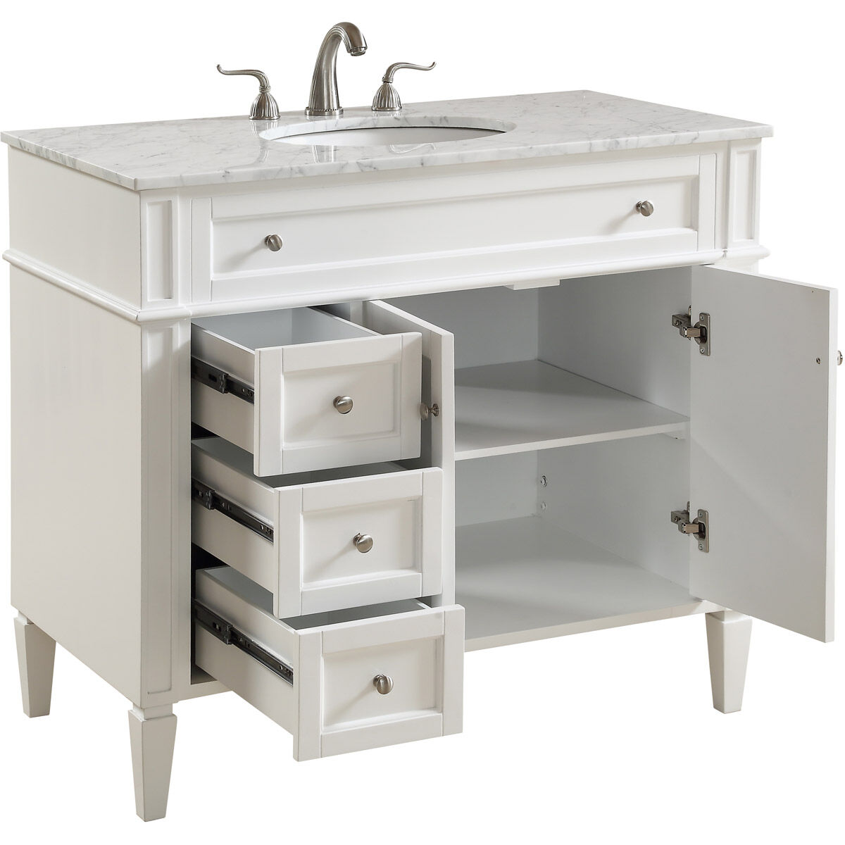 Park Avenue 40 X 35 inch White with Carrara White Marble Vanity Set