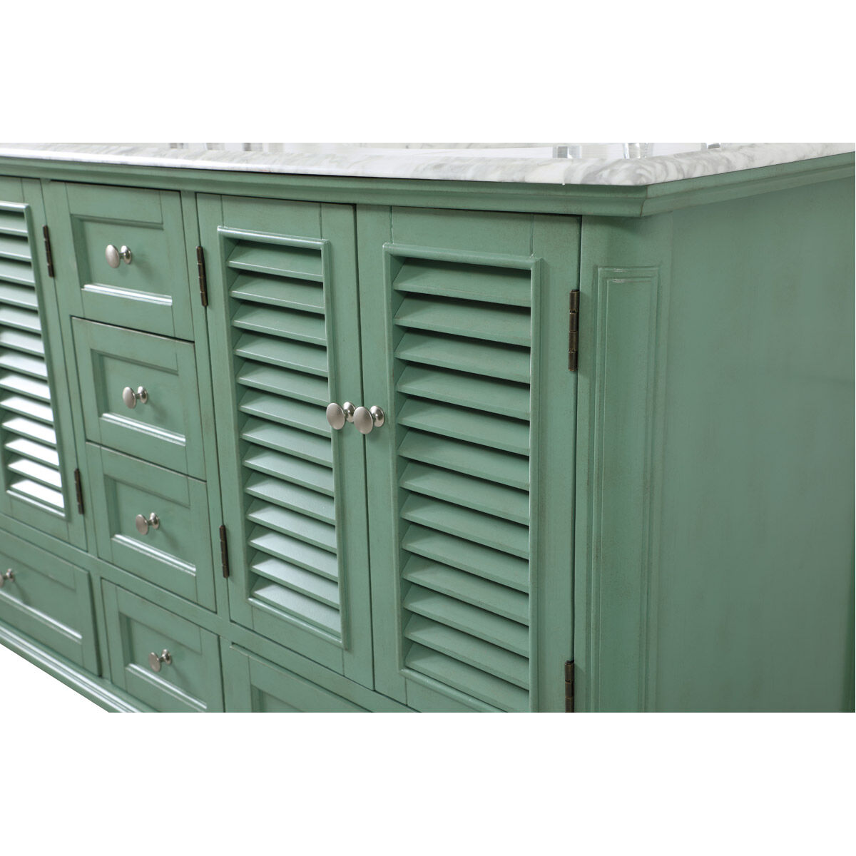 Rhodes 60 X 60 X 35 inch Vintage Mint and Brushed Nickel Vanity Sink Set