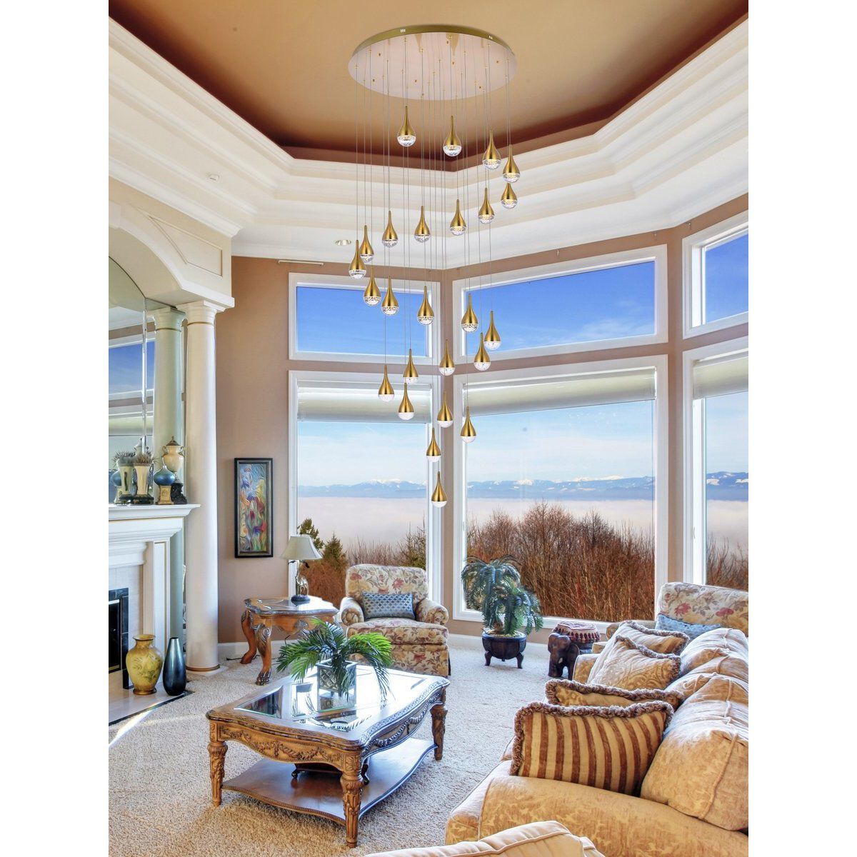 Elegant Lighting 3825D42SG Amherst 25 Light 42 inch Satin
