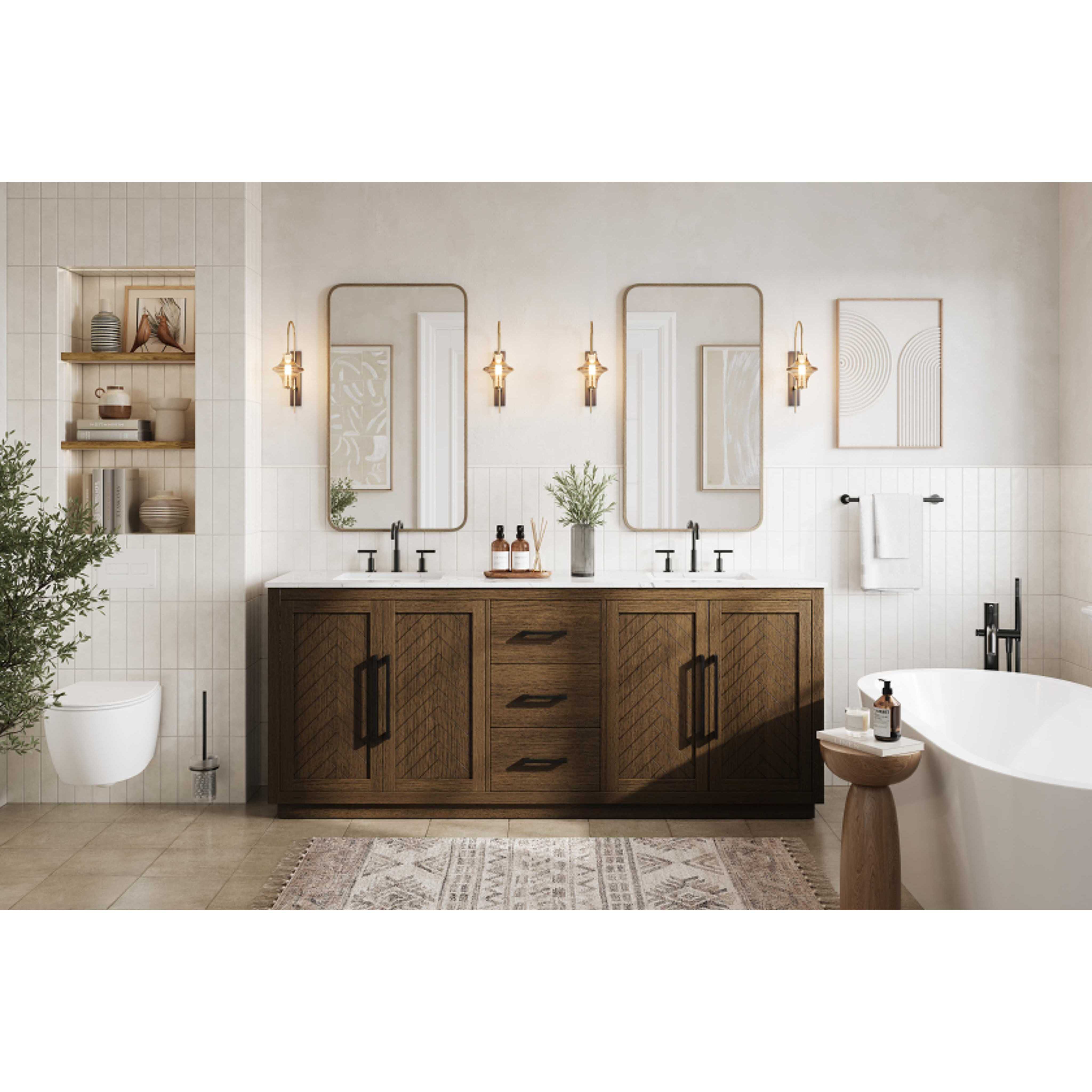 Chase 84 X 34 inch Hazel Oak Bathroom Vanity Cabinet