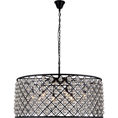 Madison 10 Light 44 inch Matte Black Pendant Ceiling Light in Clear, Smooth Royal Cut, Urban Classic