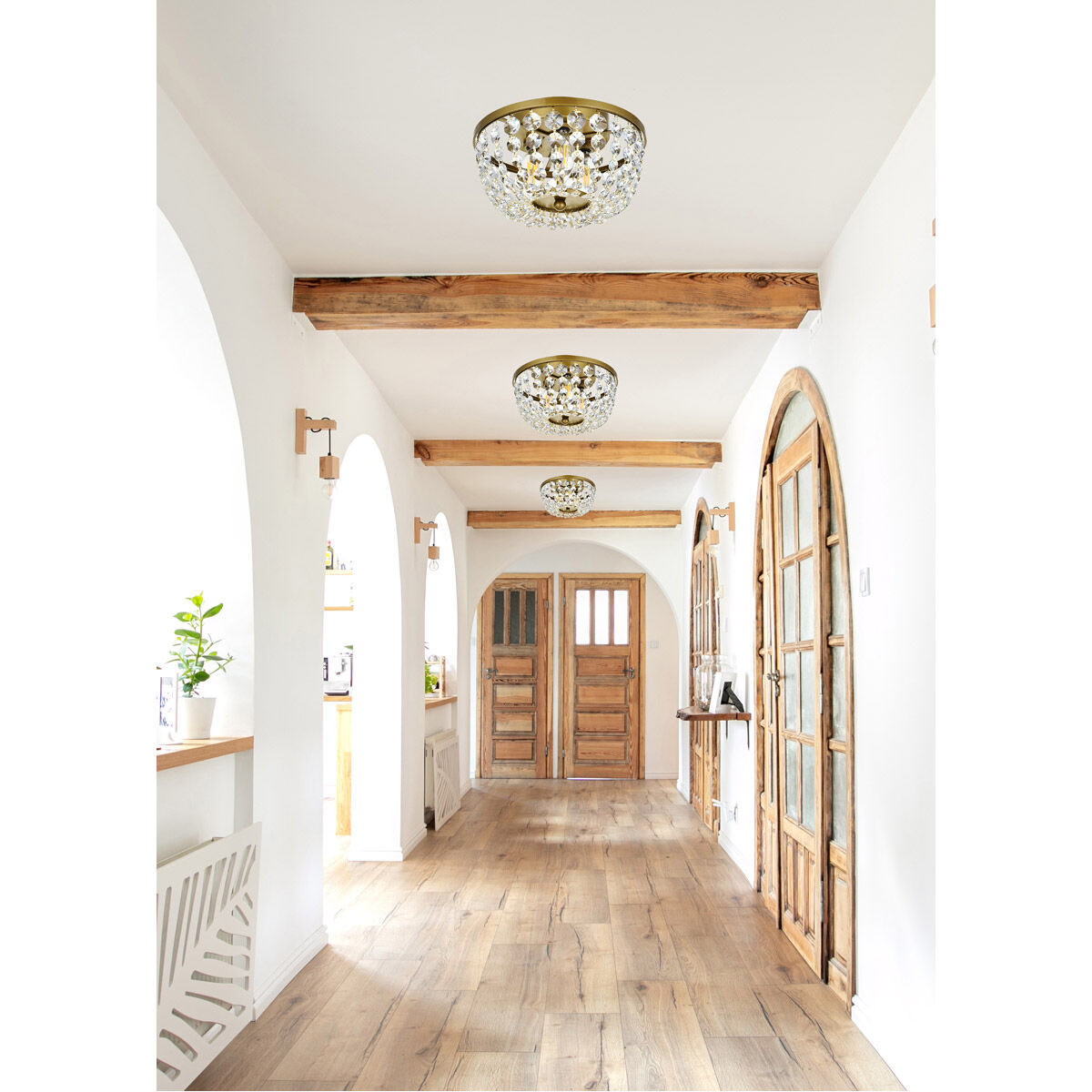 Cora 3 Light 10 inch Brass Flush Mount Ceiling Light