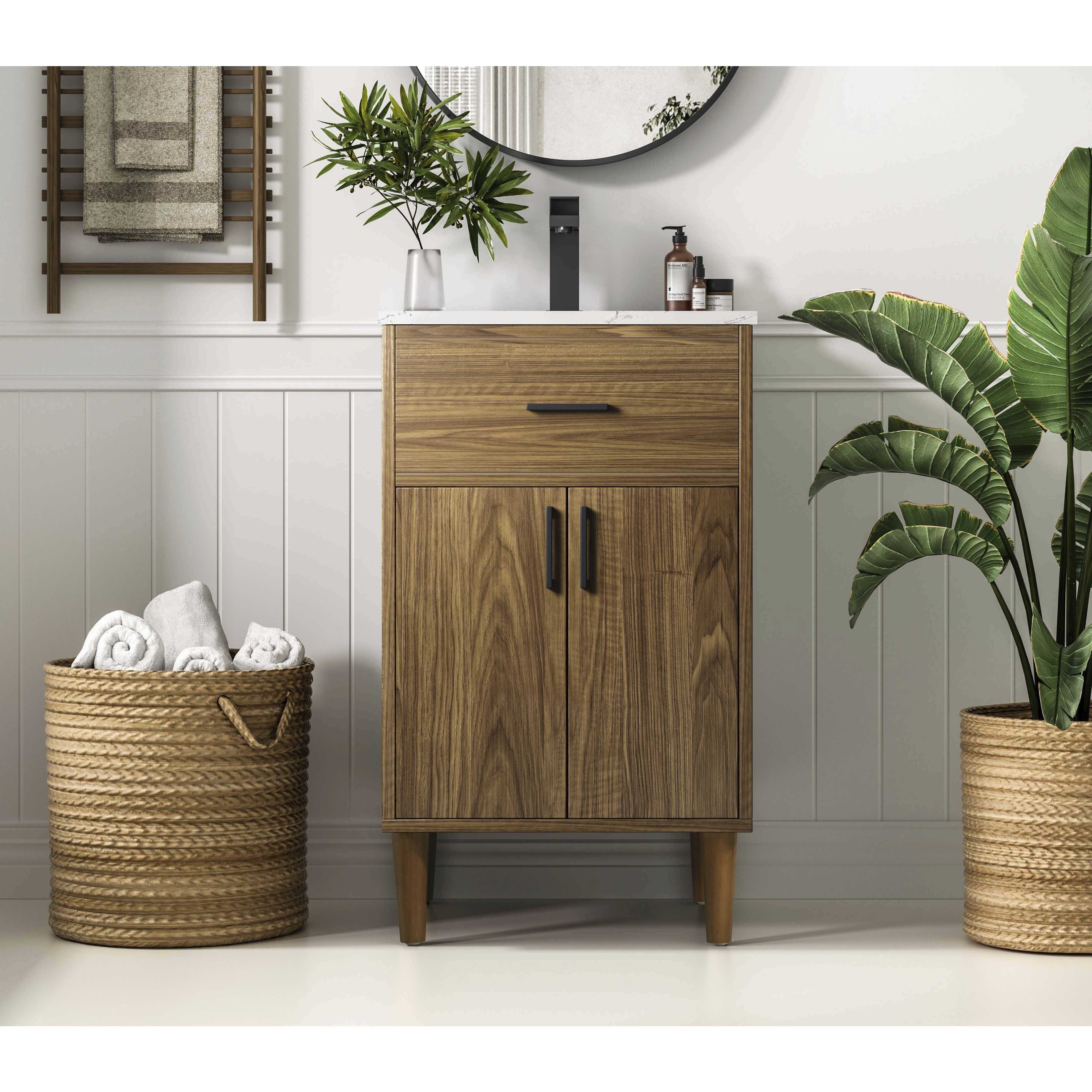 Chandler 20 X 34 inch Walnut Brown Bathroom Vanity Cabinet