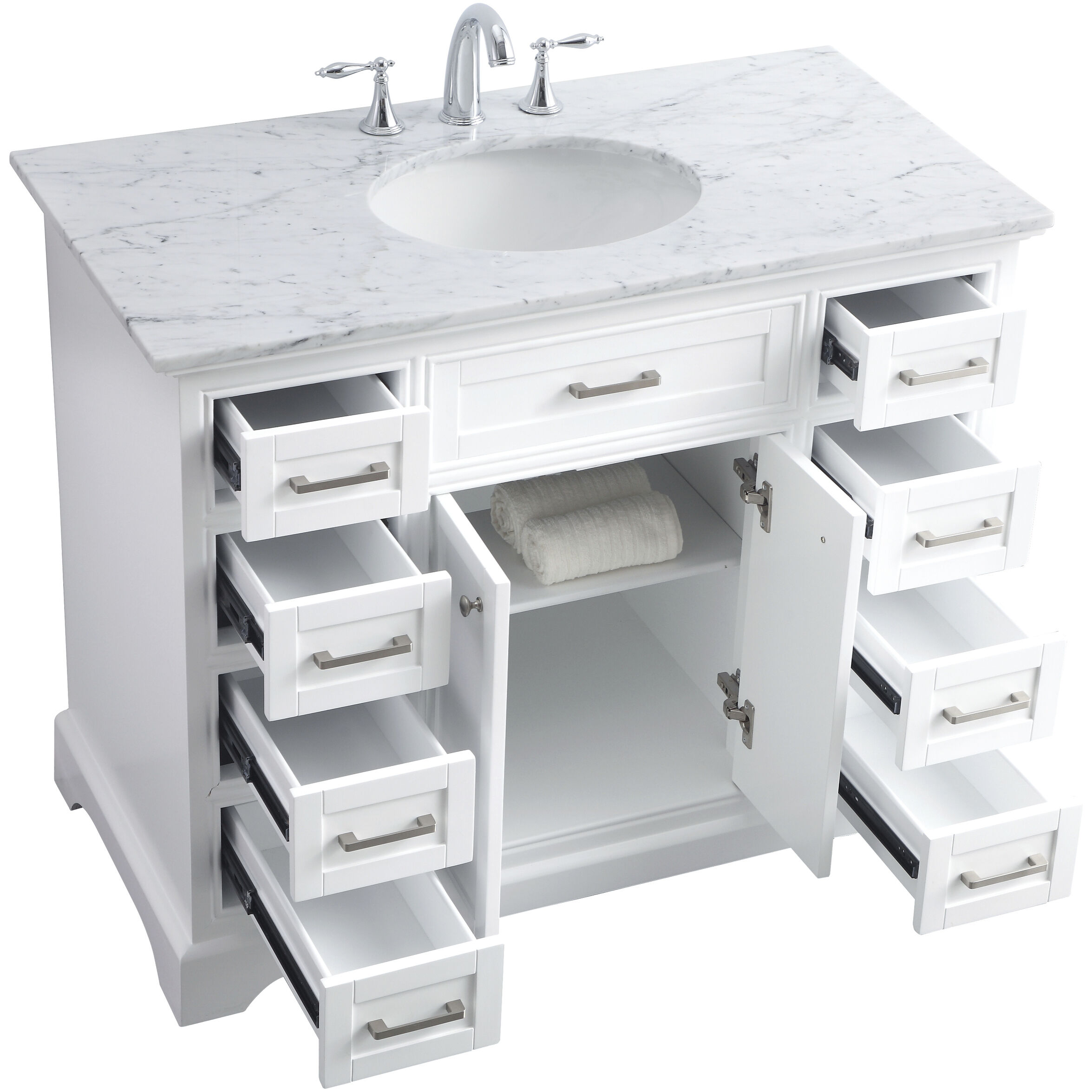 Americana 84 X 21.5 X 70 inch White Vanity Sink Set