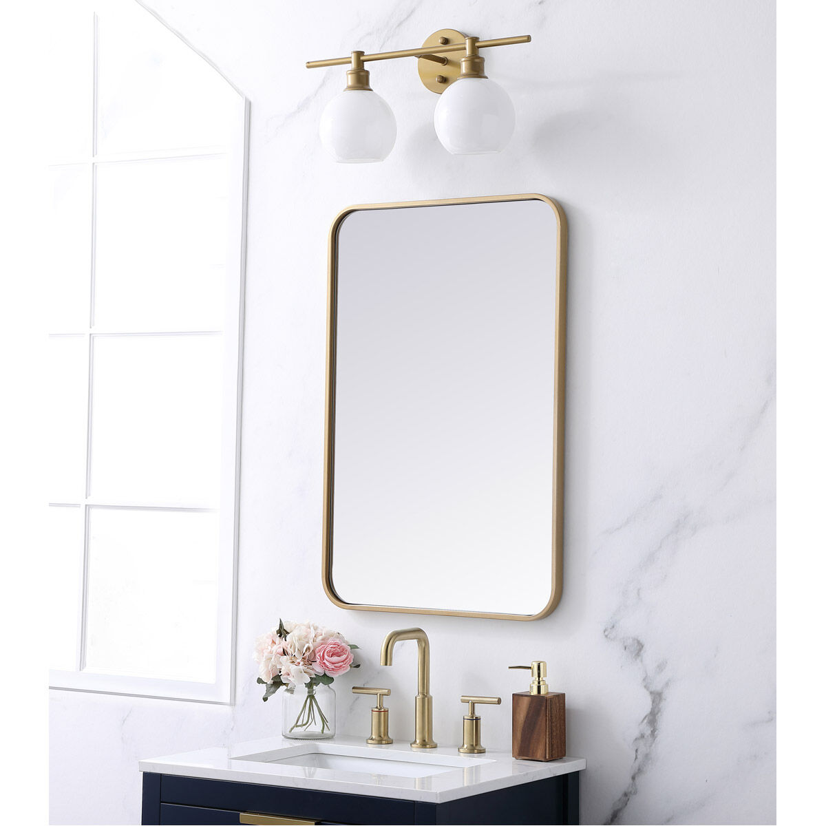 Evermore 30 X 20 inch Brass Mirror