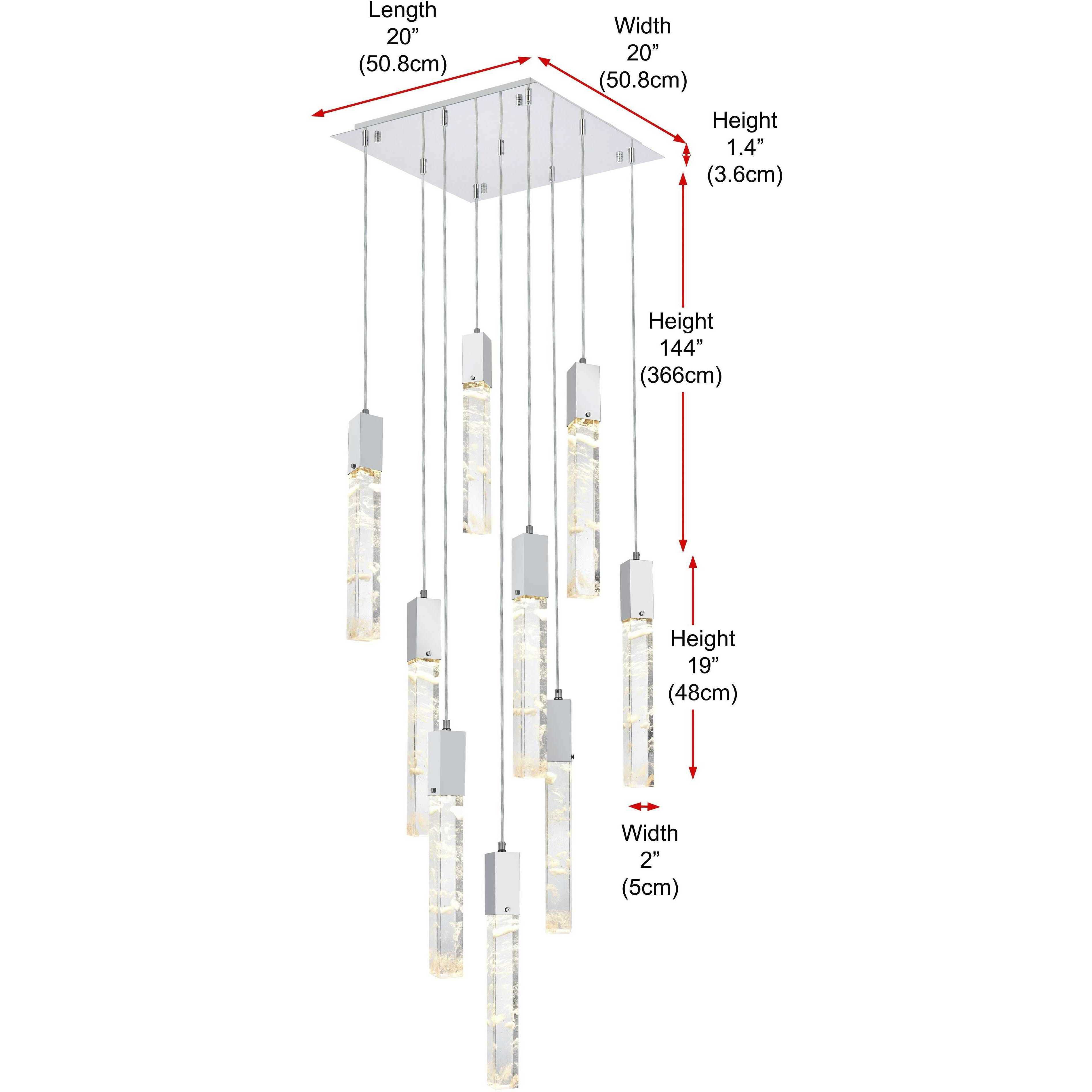 Aurora 9 Light 20 inch Chrome Pendant Ceiling Light