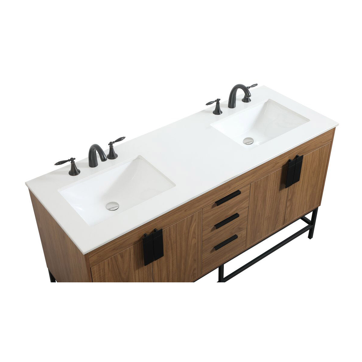 Eugene 60 X 22 X 34 inch Walnut Brown Vanity Sink Set