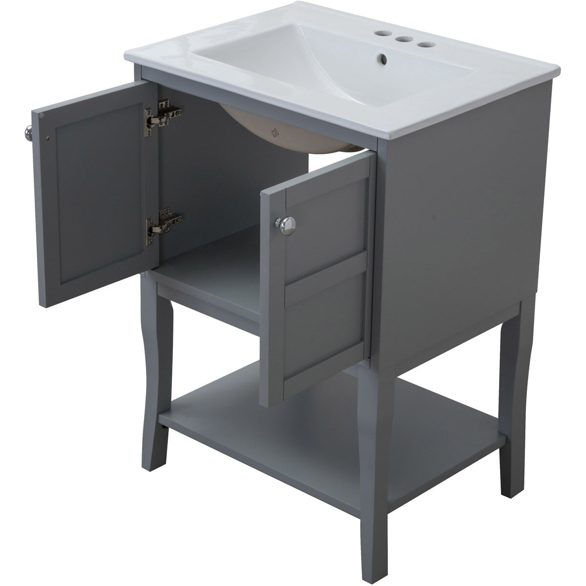 Mason 24 X 33 inch Grey and Chrome Vanity Set