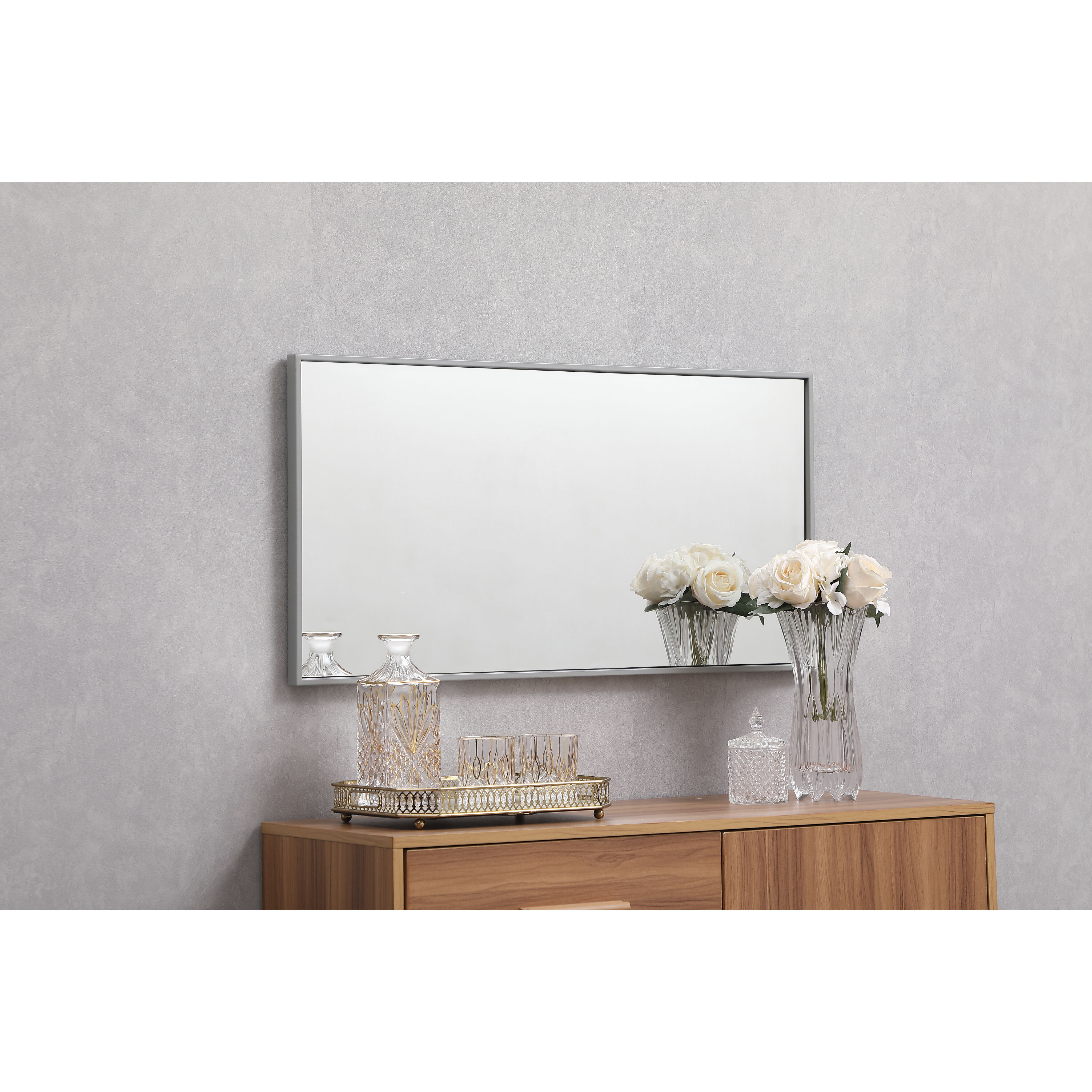 Monet 36 X 18 inch Grey Wall Mirror in Gray