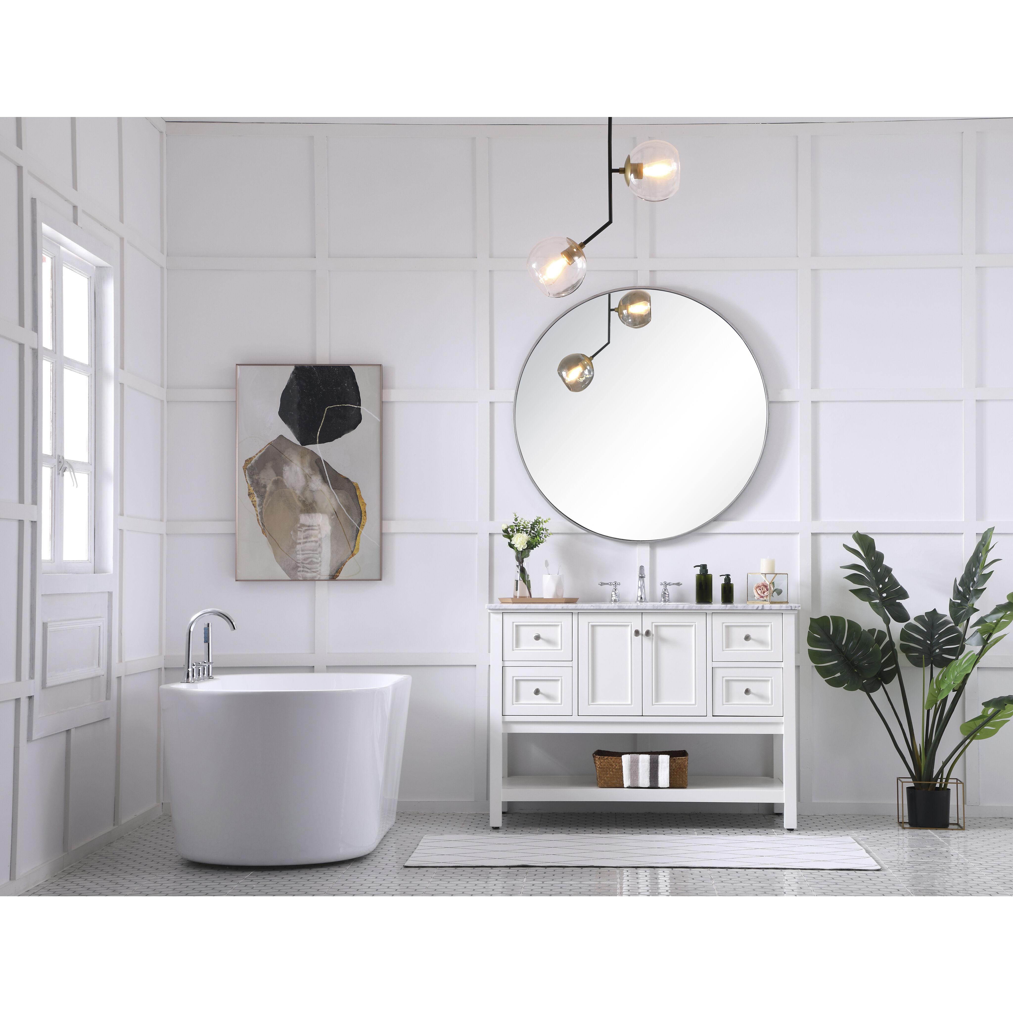 Metropolis 48 X 22 X 34 inch White Vanity Sink Set