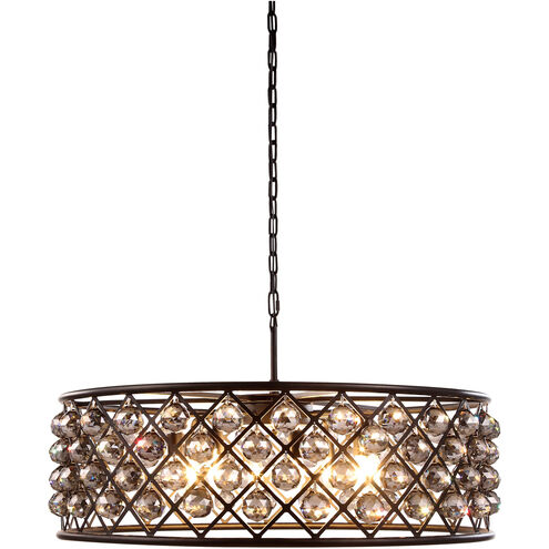 Madison 8 Light 32 inch Matte Black Pendant Ceiling Light in Silver Shade, Faceted Royal Cut, Urban Classic
