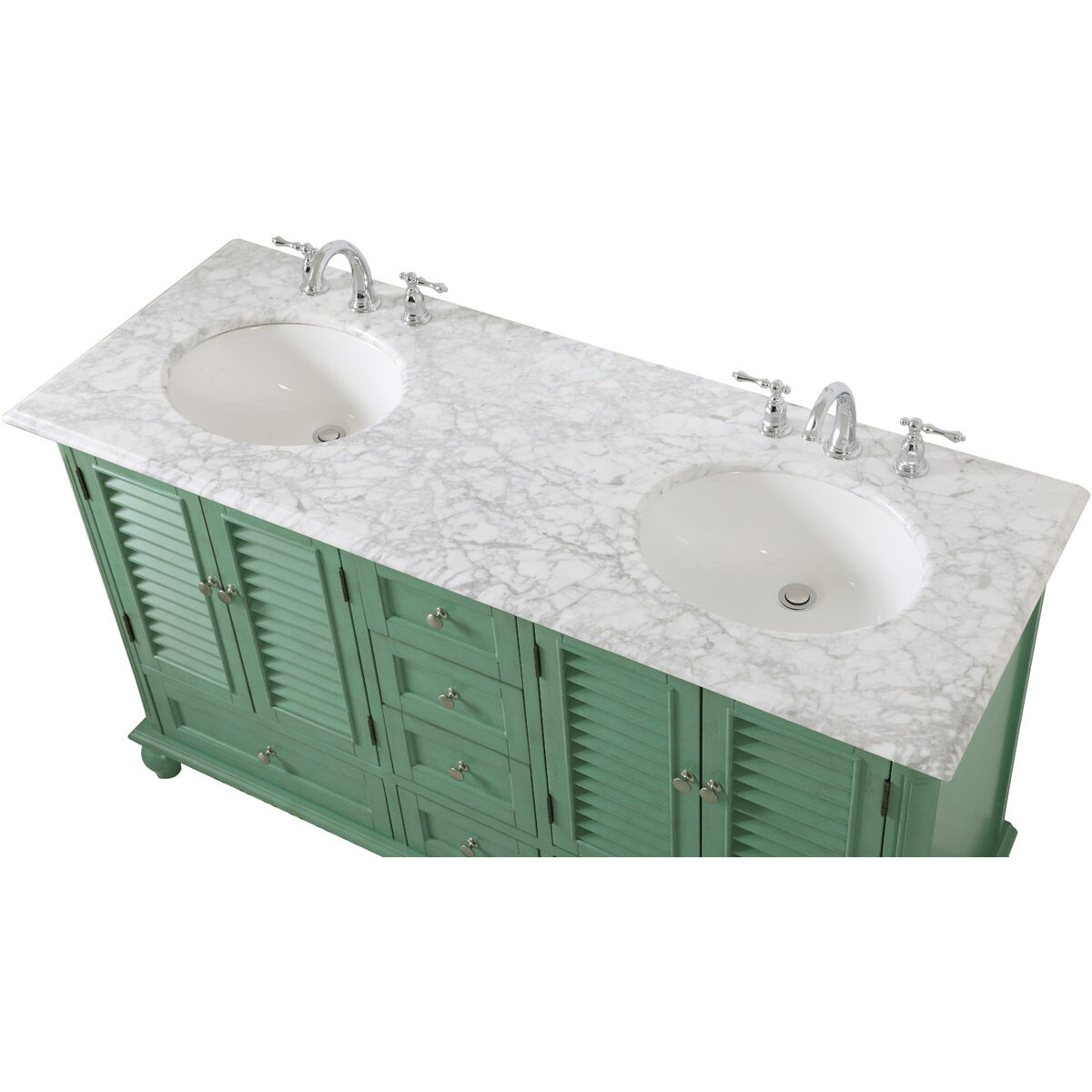 Rhodes 60 X 60 X 35 inch Vintage Mint and Brushed Nickel Vanity Sink Set