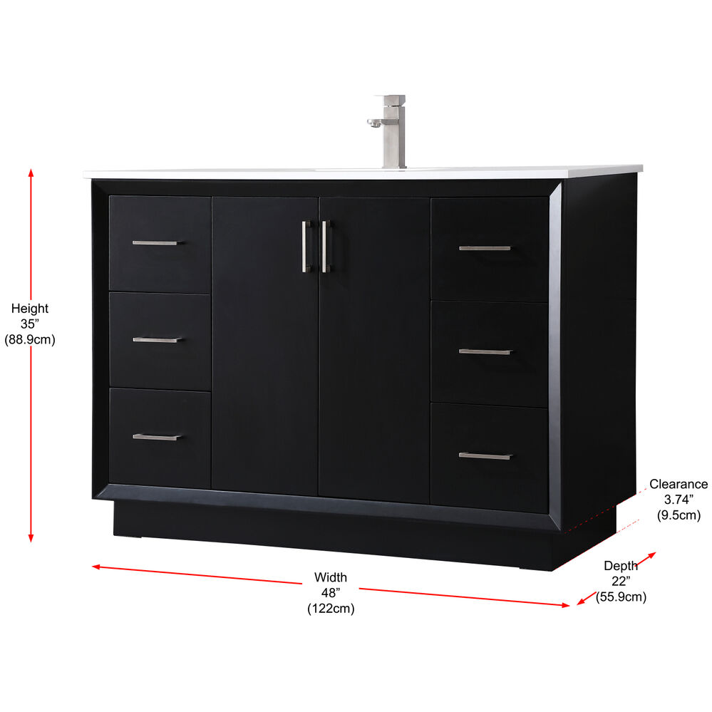 Hayes 48 X 22 X 35 inch Black Vanity Sink Set