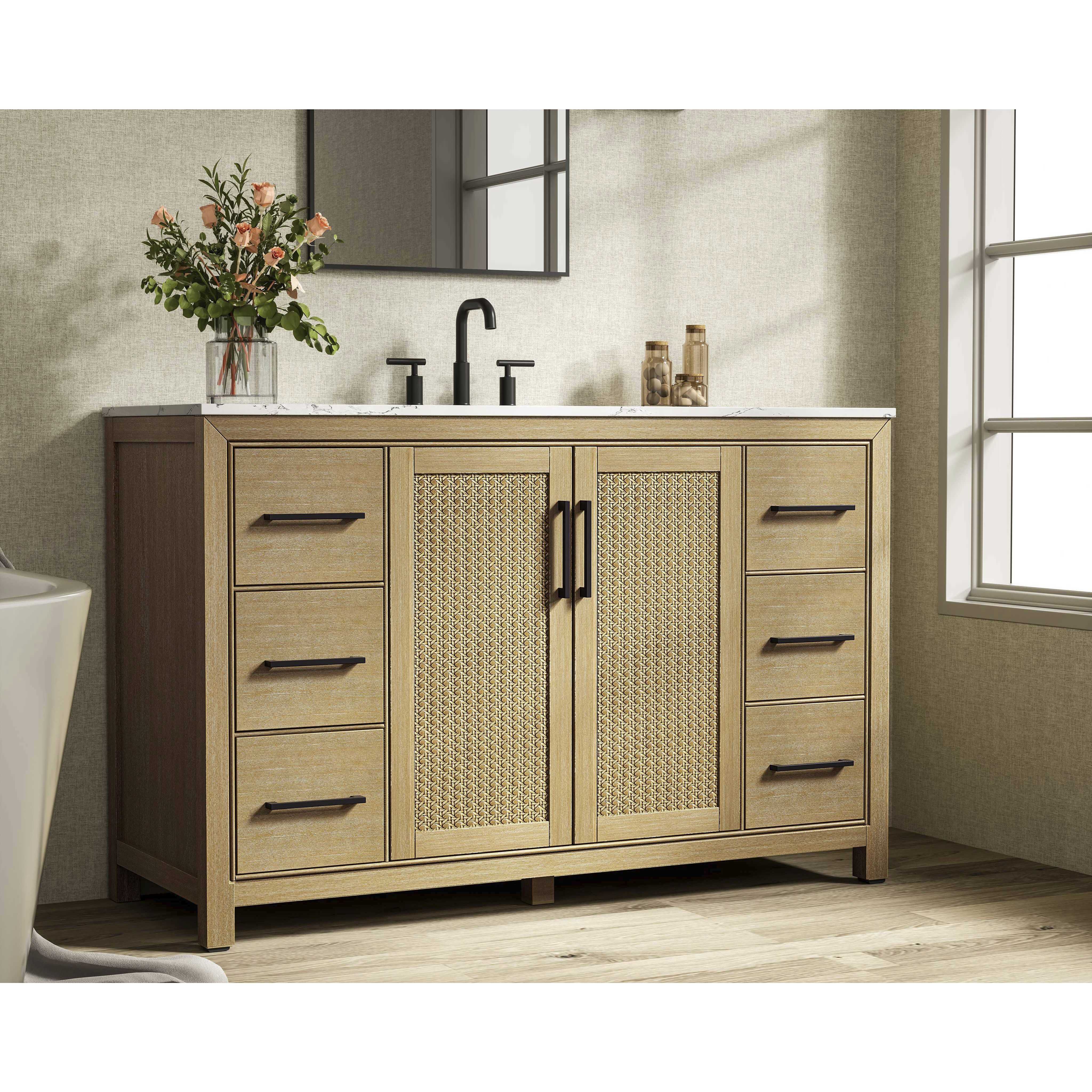 Alina 54 X 34 inch Linen Oak Bathroom Vanity Cabinet