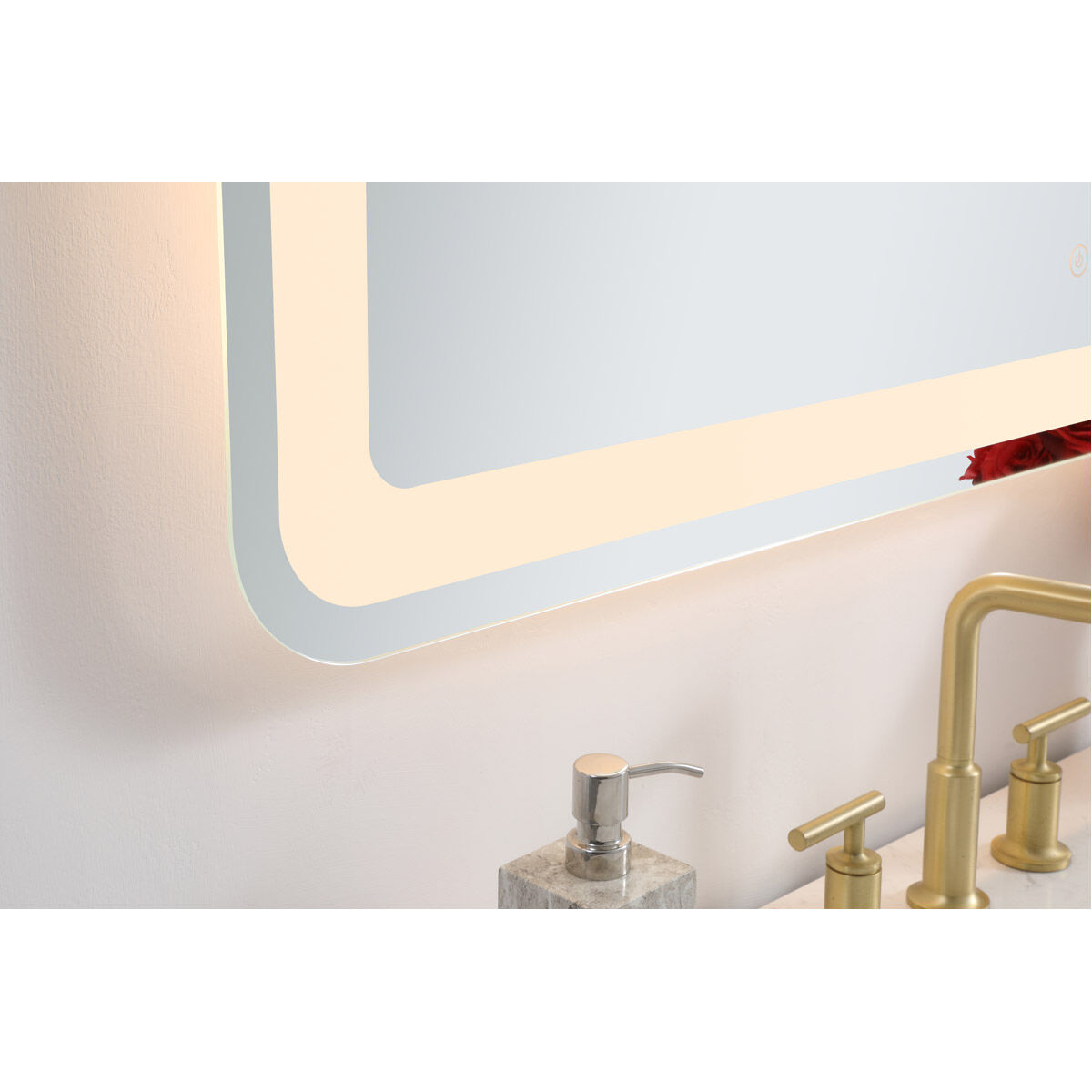 Lux 40 X 24 inch Glossy White Lighted Wall Mirror