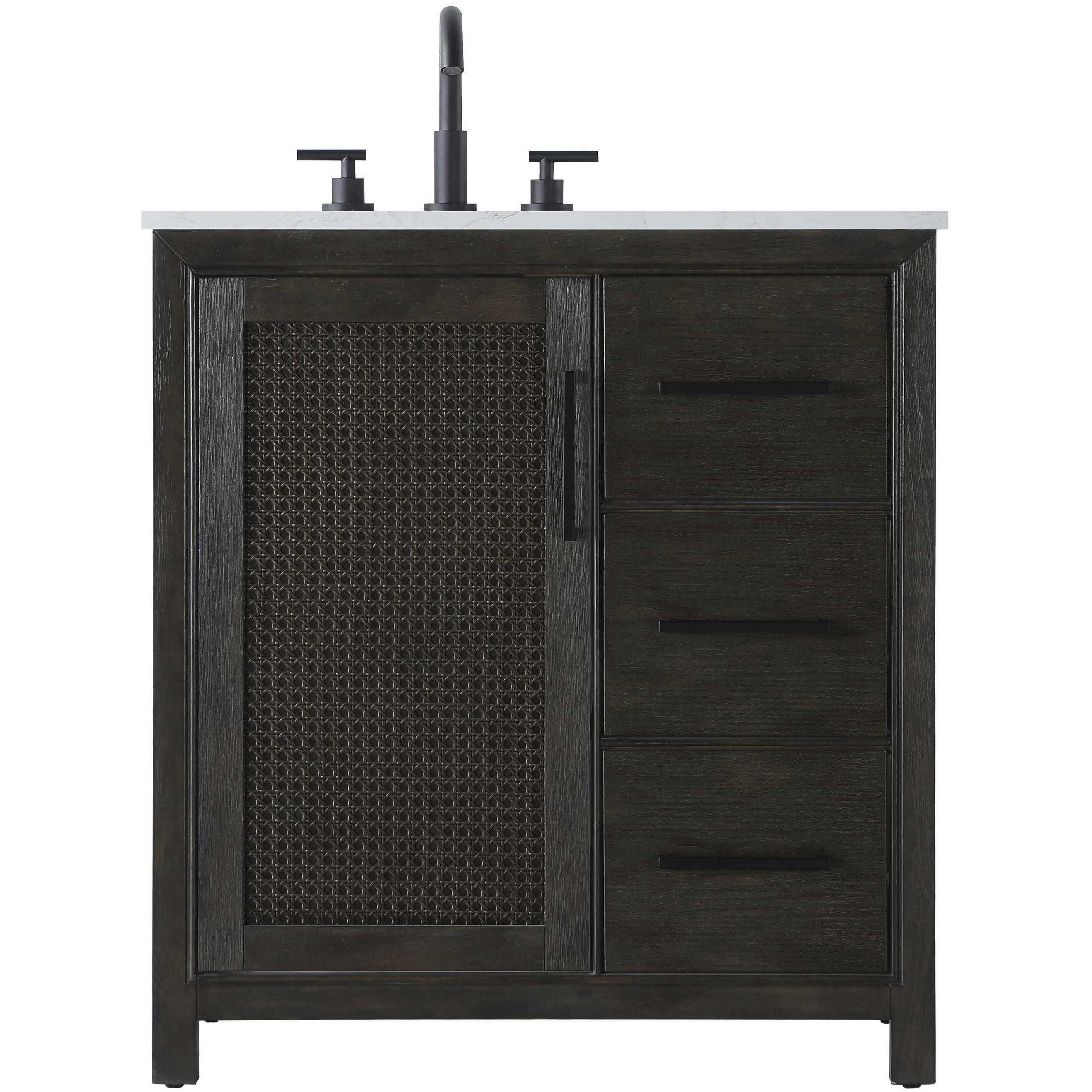 Alina 32 X 34 inch Chocolate Oak Bathroom Vanity Cabinet