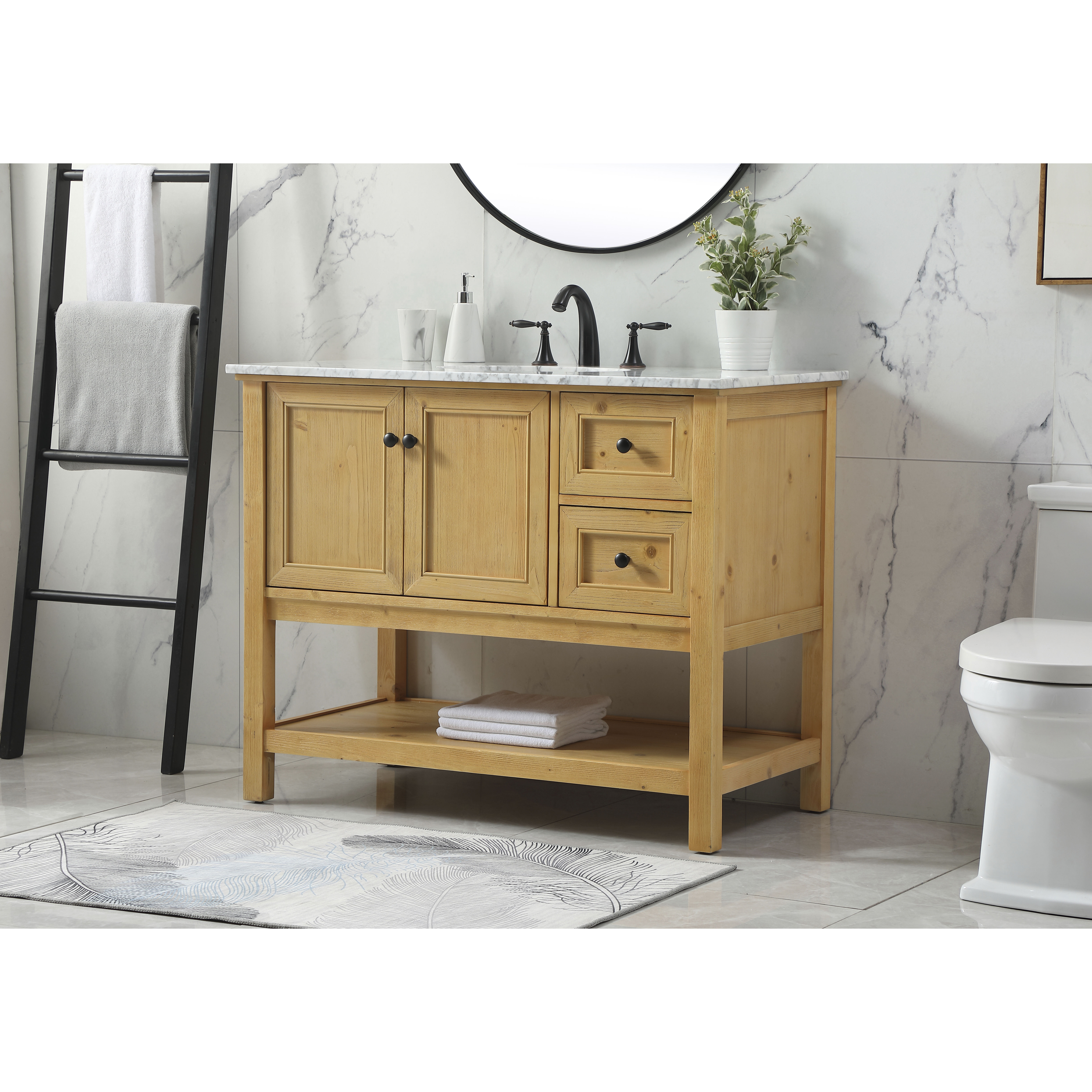 Metropolis 42 X 22 X 34 inch Natural Wood Vanity Sink Set