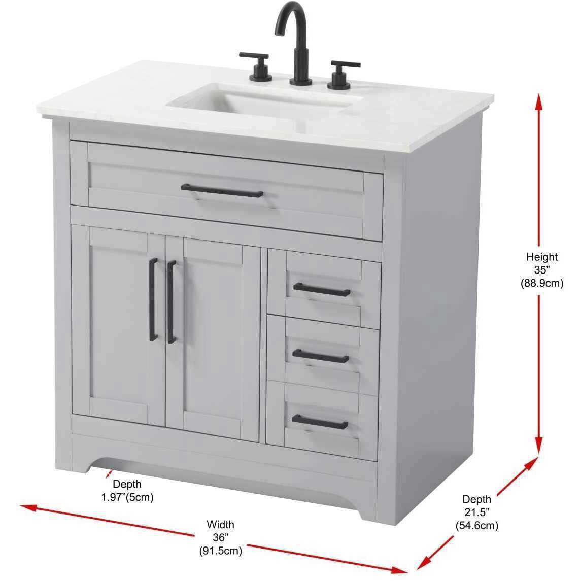 Remington 36 X 35 inch Grey Bathroom Vanity Cabinet