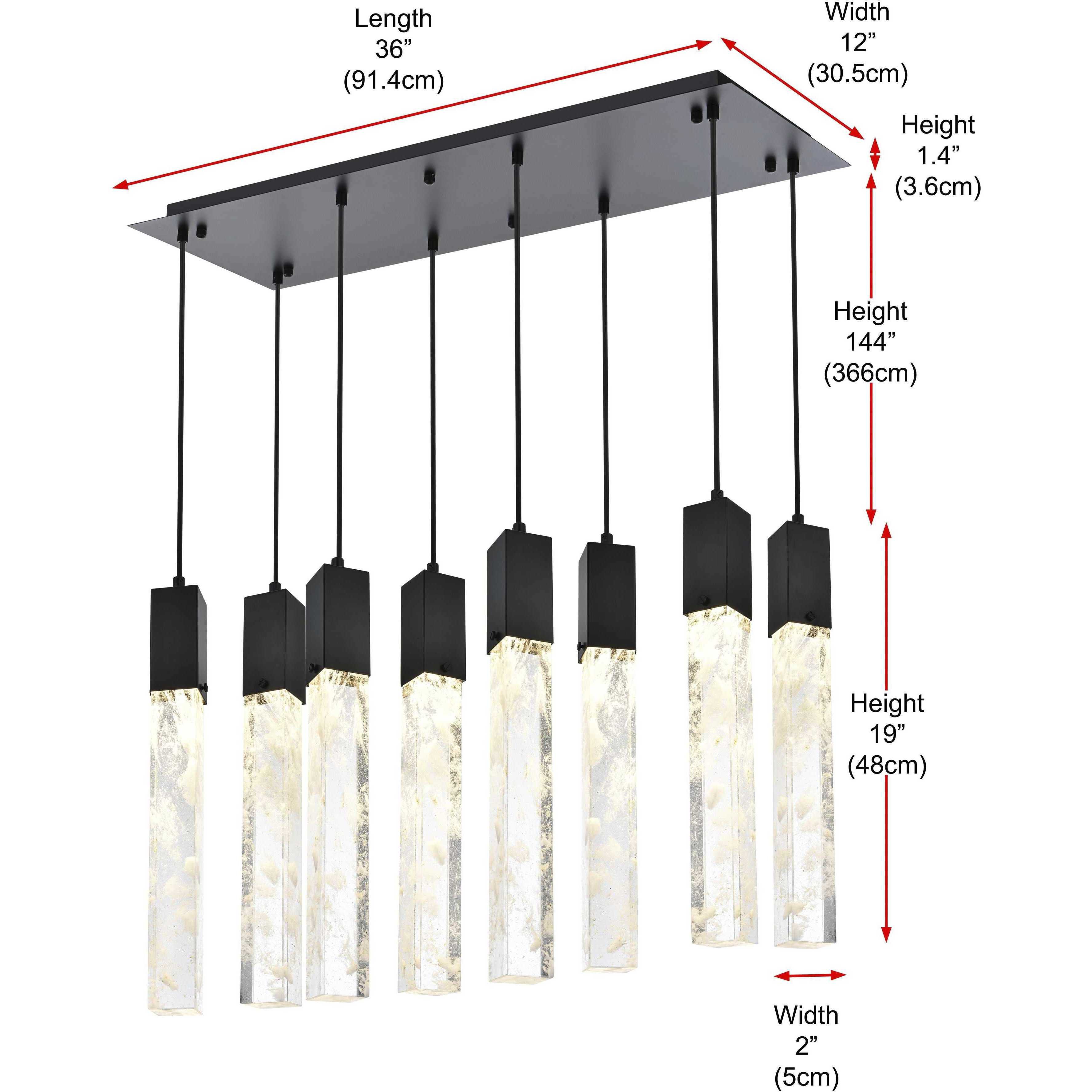 Aurora 8 Light 12 inch Black Pendant Ceiling Light
