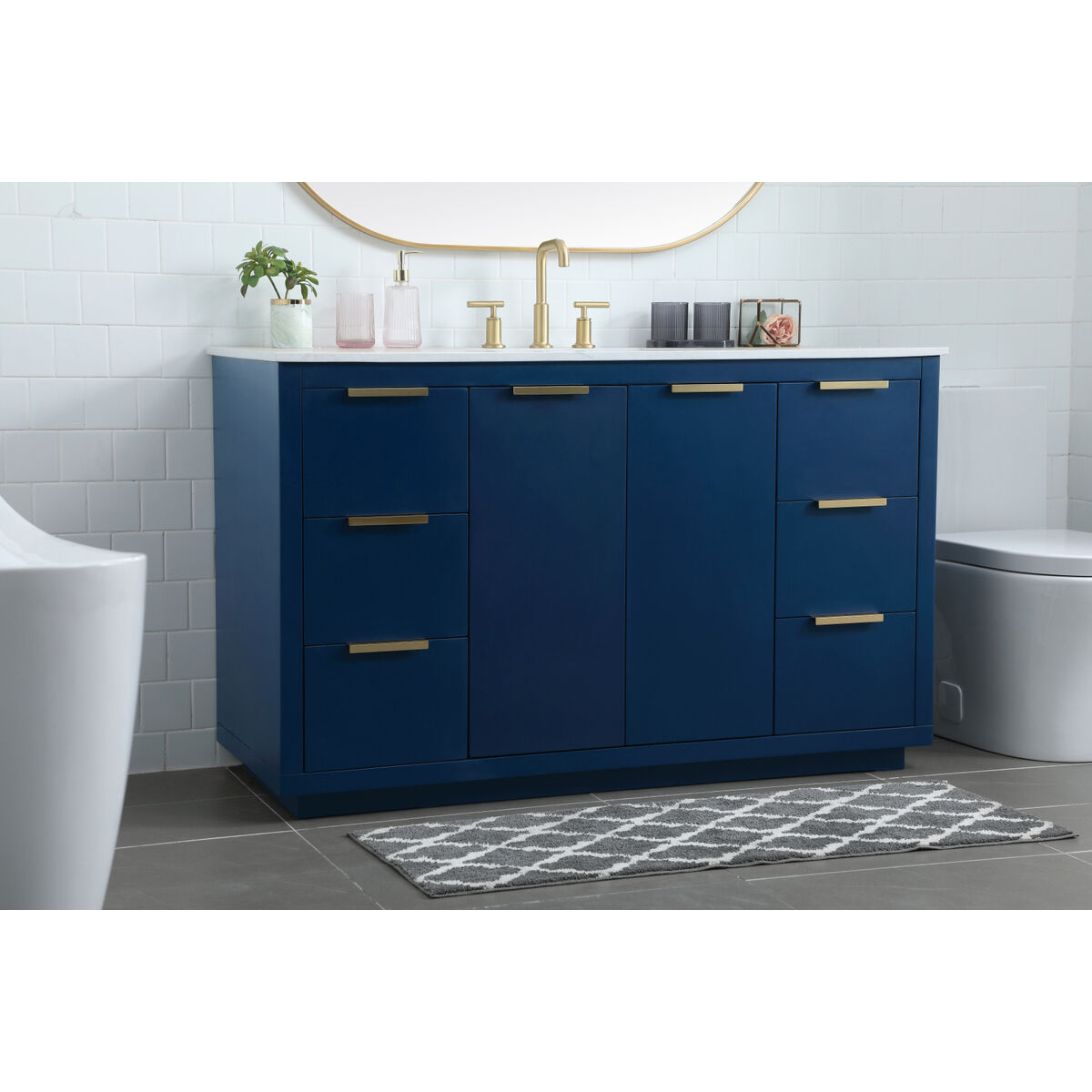 Blake 54 X 22 X 34 inch Blue Vanity Sink Set