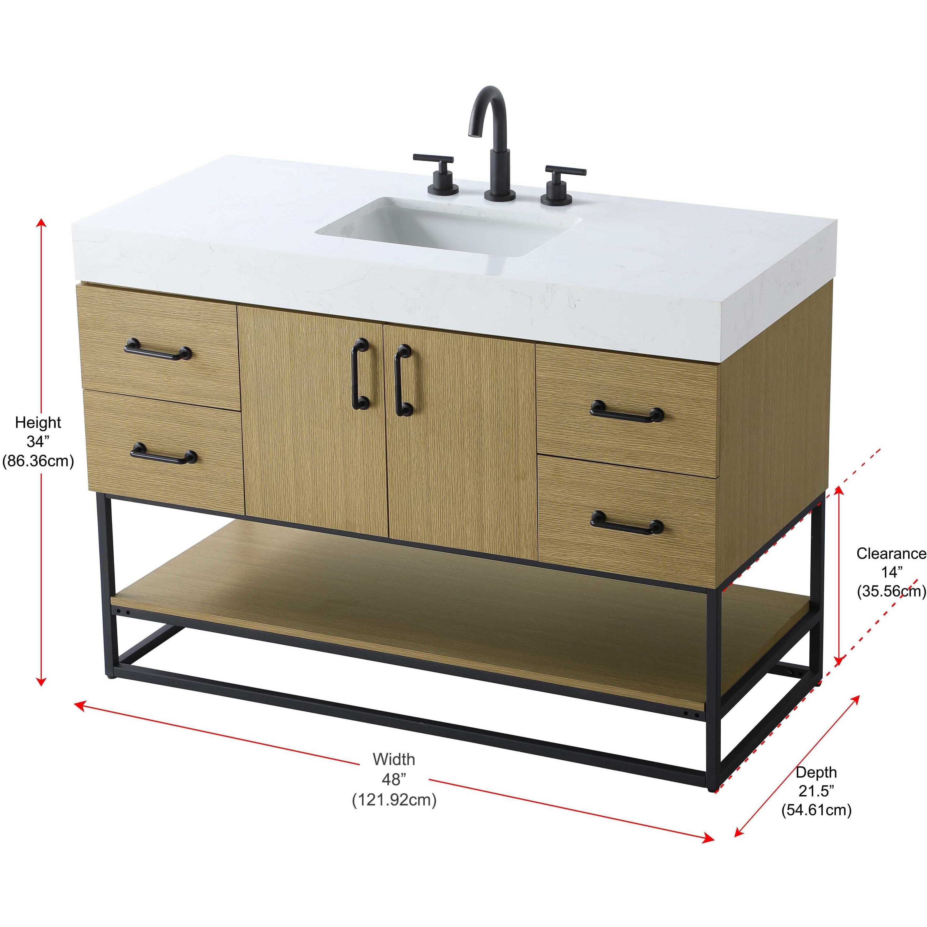 Caroline 48 X 34 inch Honey Brown Bathroom Vanity Cabinet